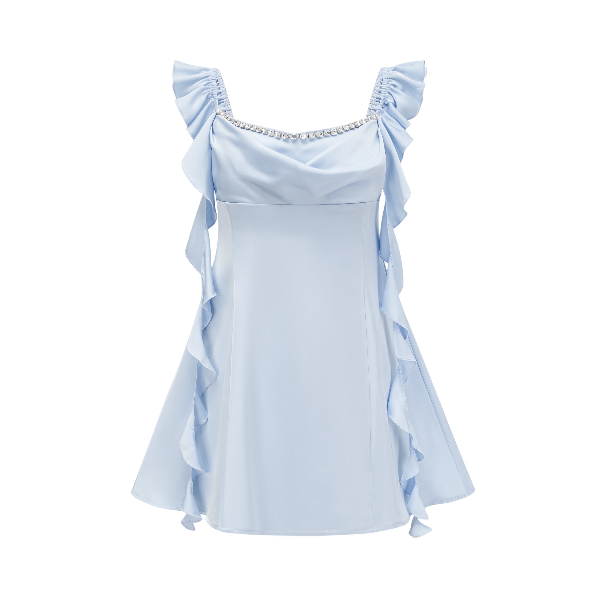 RENO COWL-NECK MINI DRESS WITH EMBELLISHMENTS