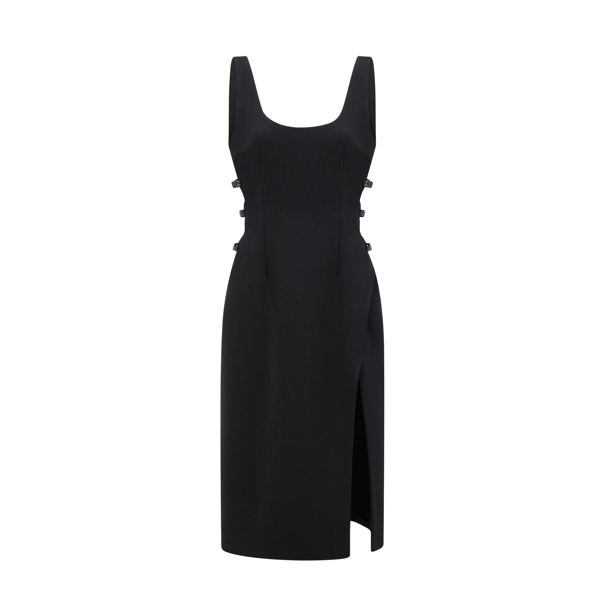 LIANE BOW-DETAIL CUT-OUT MIDI DRESS