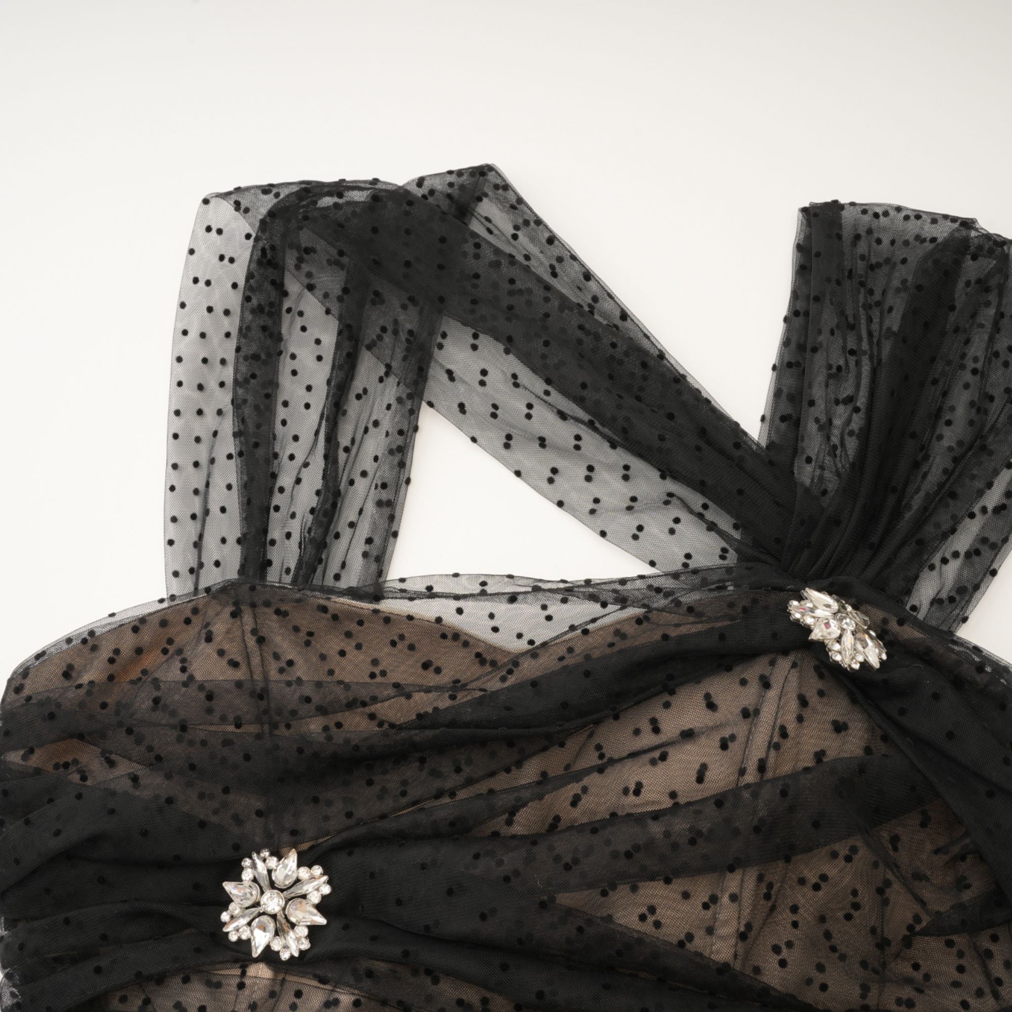 HAMEDA POLKA-DOT TULLE MINI DRESS FOR PARTY