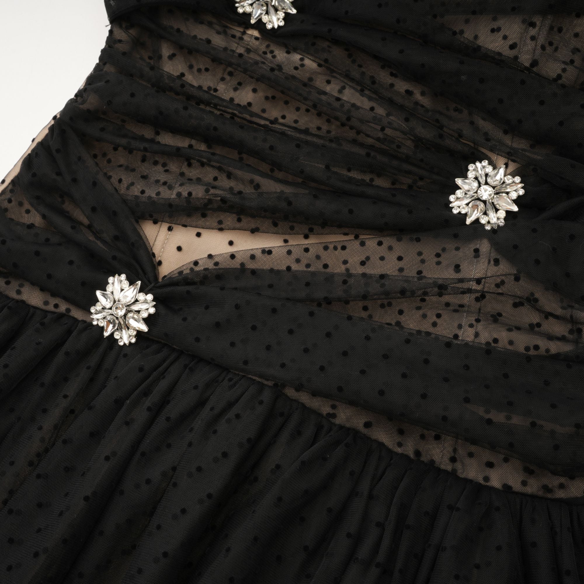 HAMEDA POLKA-DOT TULLE MINI DRESS FOR PARTY