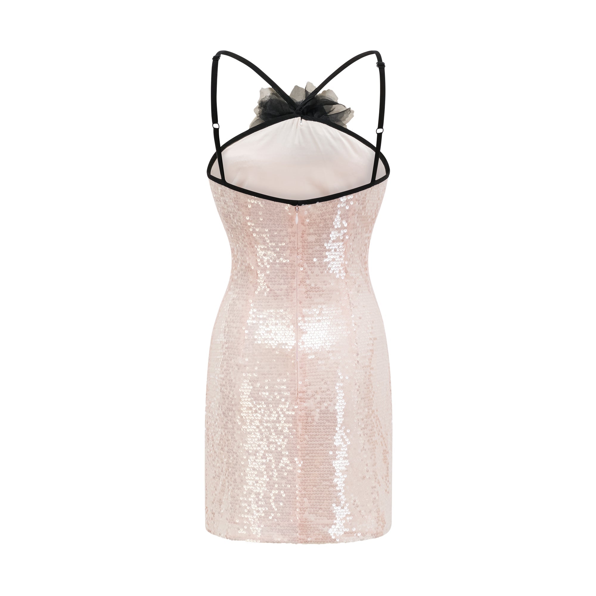 ARTEMIS SEQUIN FLORAL APPLIQUÉ MINI DRESS