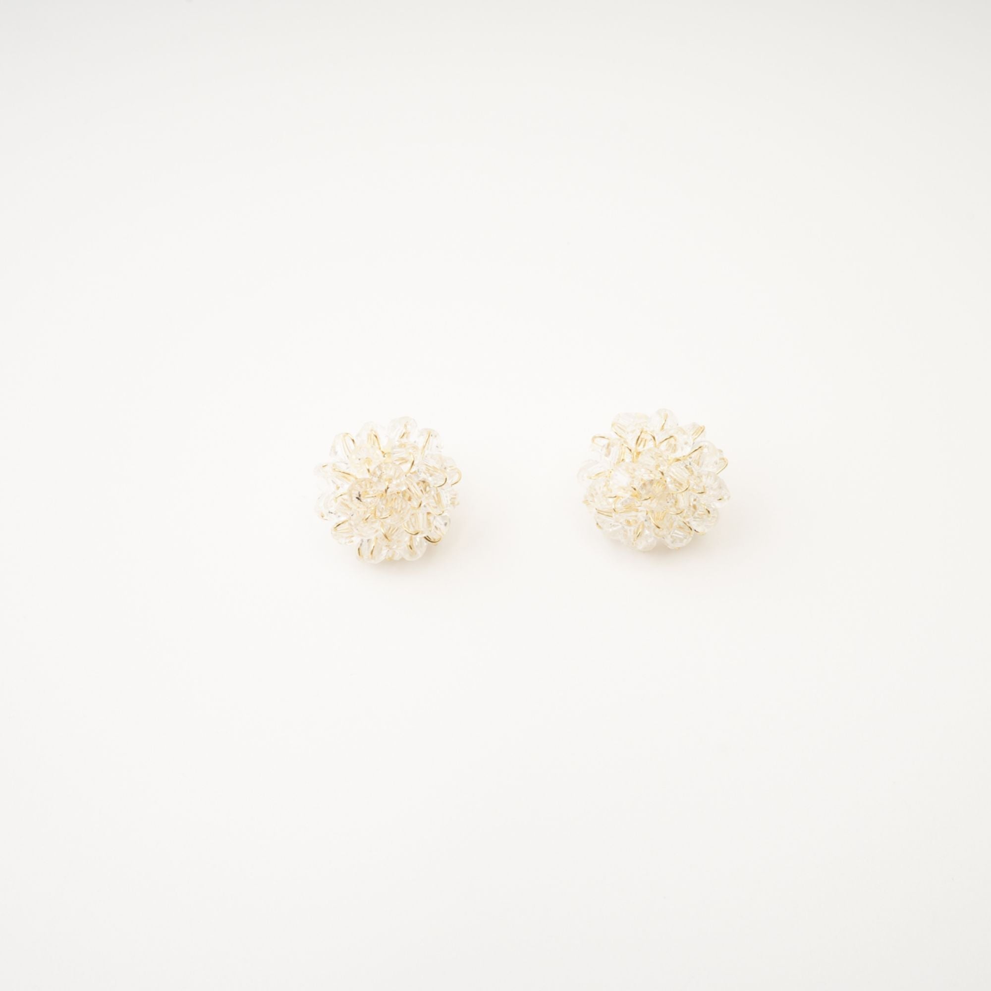 CORAL BEADED FLOWER STUD EARRINGS FOR WEDDING
