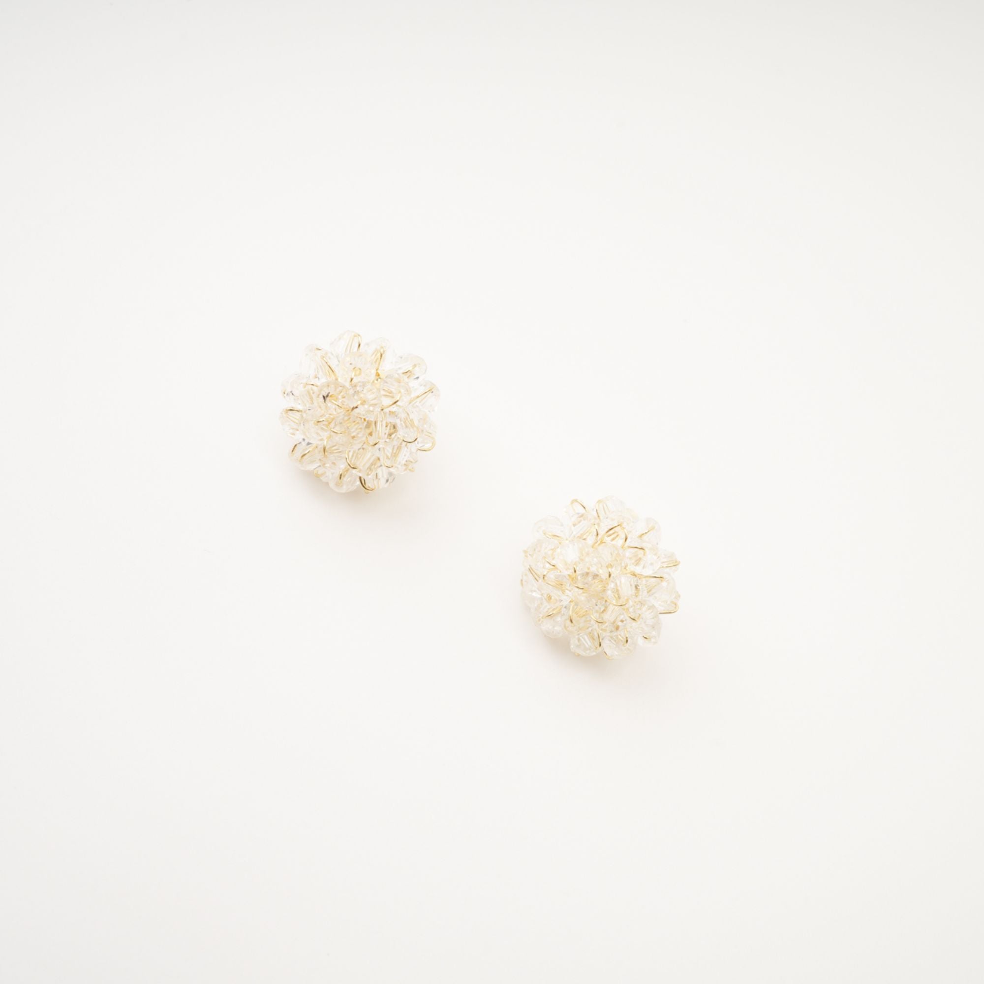 CORAL BEADED FLOWER STUD EARRINGS FOR WEDDING