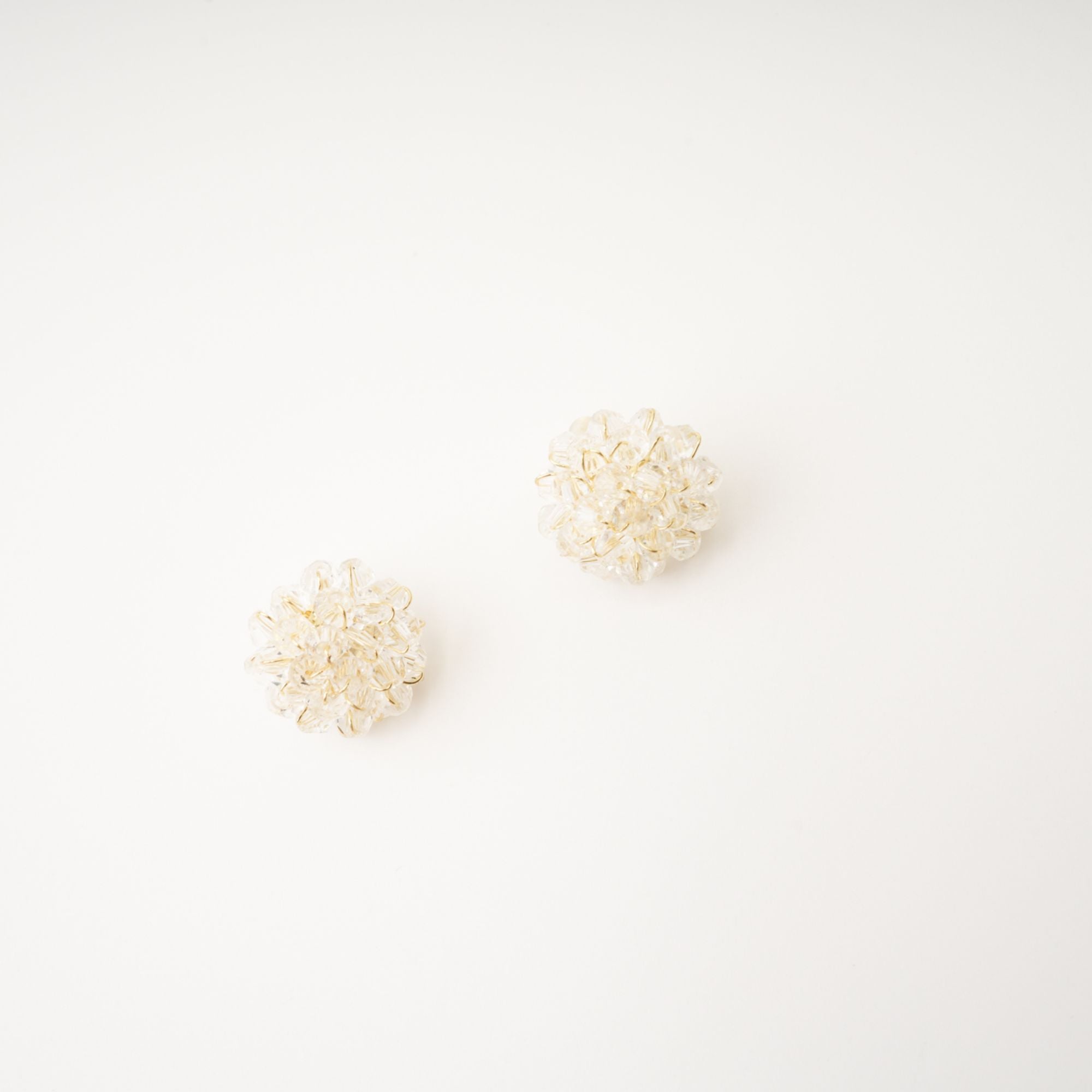CORAL BEADED FLOWER STUD EARRINGS FOR WEDDING