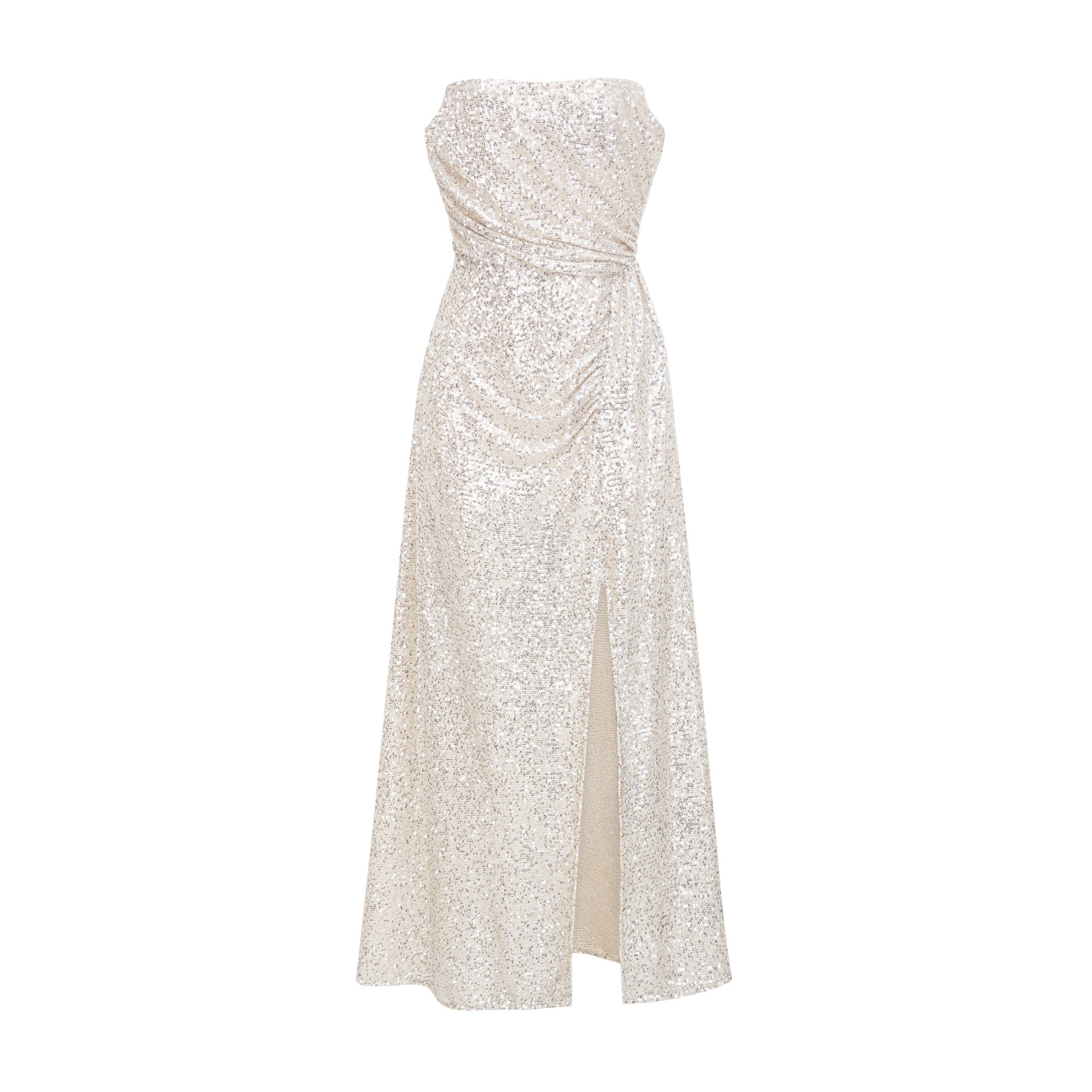 BEATRIX SILVER OFF-SHOULDER DRESS