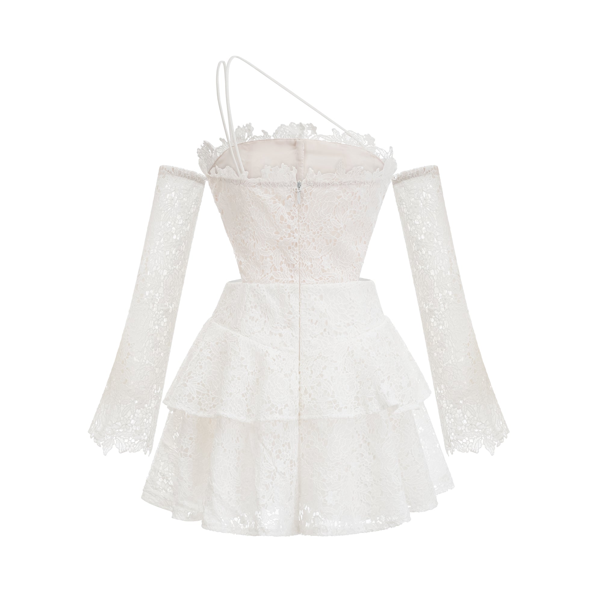 CYRIELLE CORDED LACE TIERED MINI DRESS