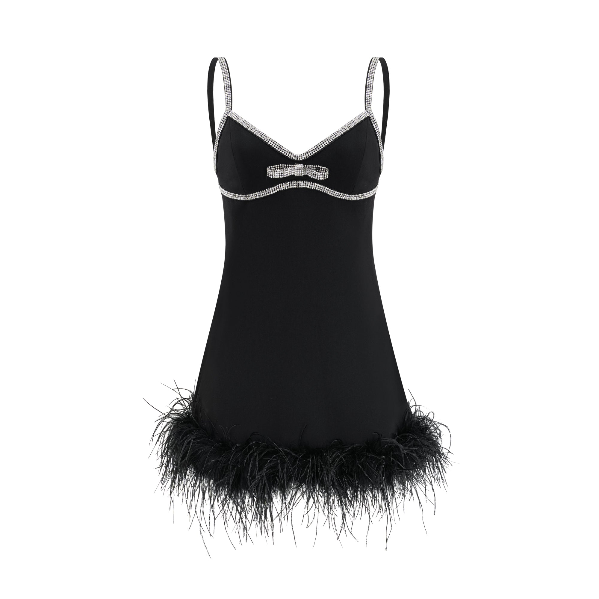 CLÉMENCE EMBELLISHED FEATHER MINI DRESS