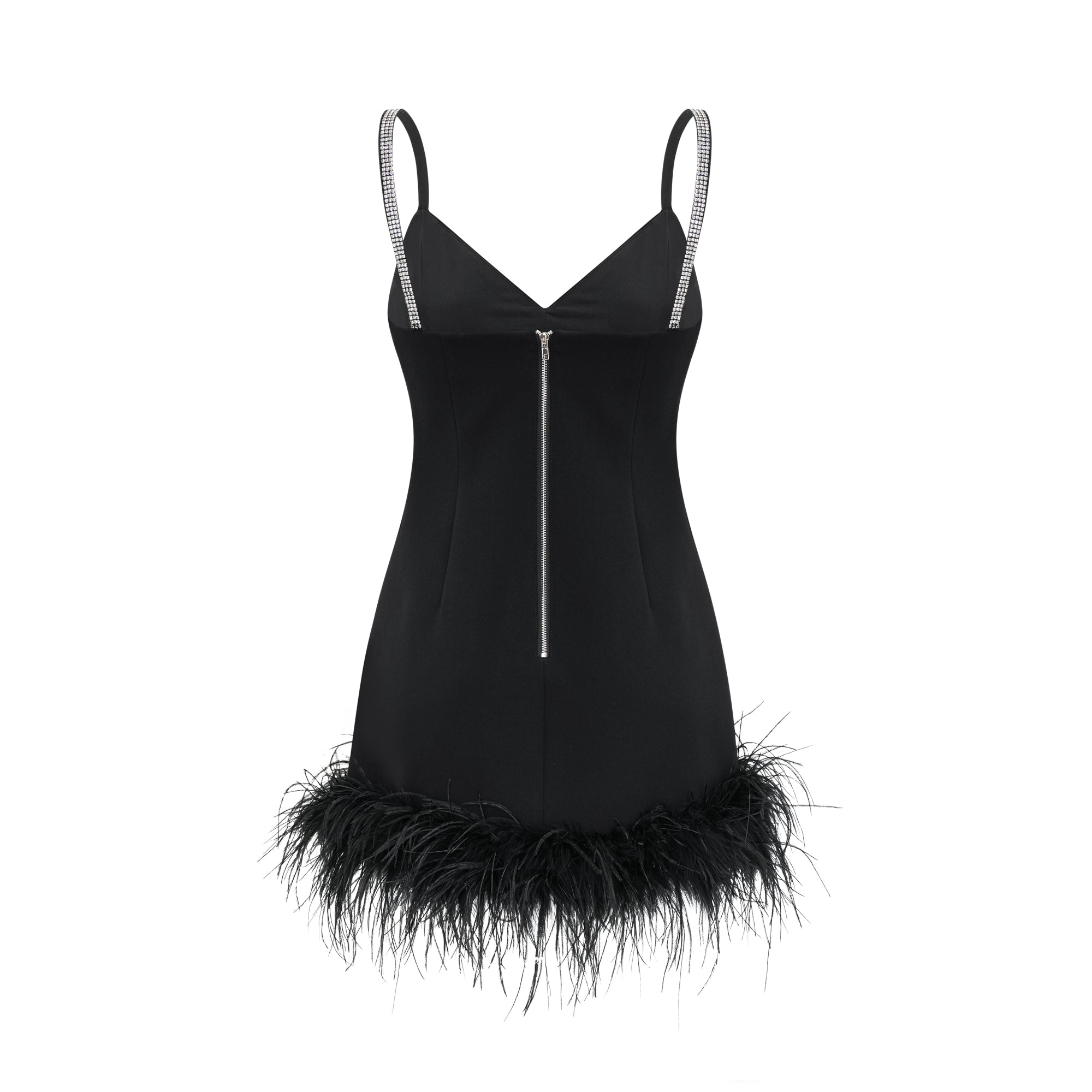 CLÉMENCE EMBELLISHED FEATHER MINI DRESS