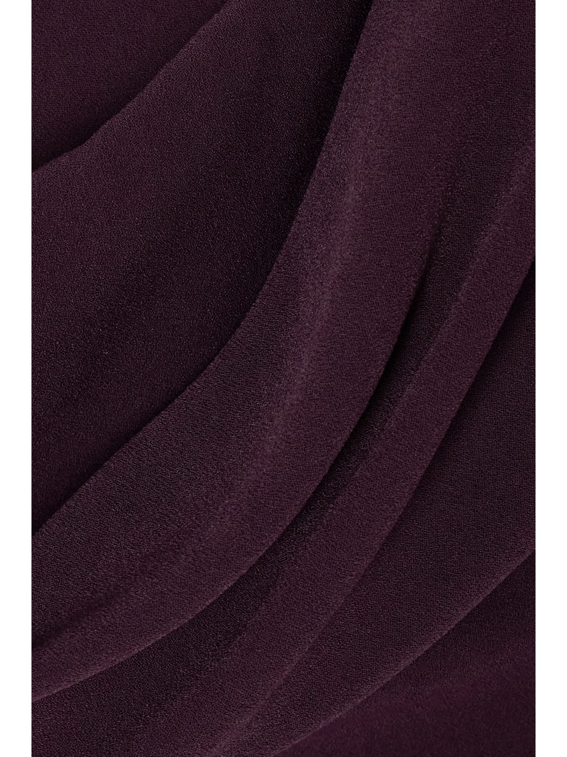BURGUNDY DRAPED OFF-SHOULDER CREPE MAXI DRESS FOR EVENING