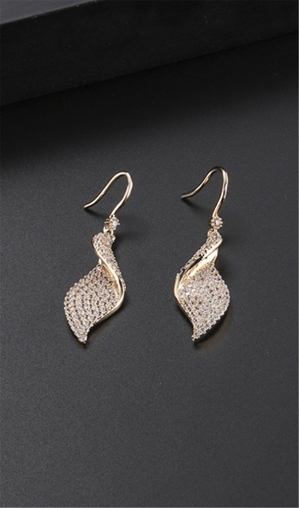 SPIRAL LONG ZIRCON EARRINGS FOR WEDDING