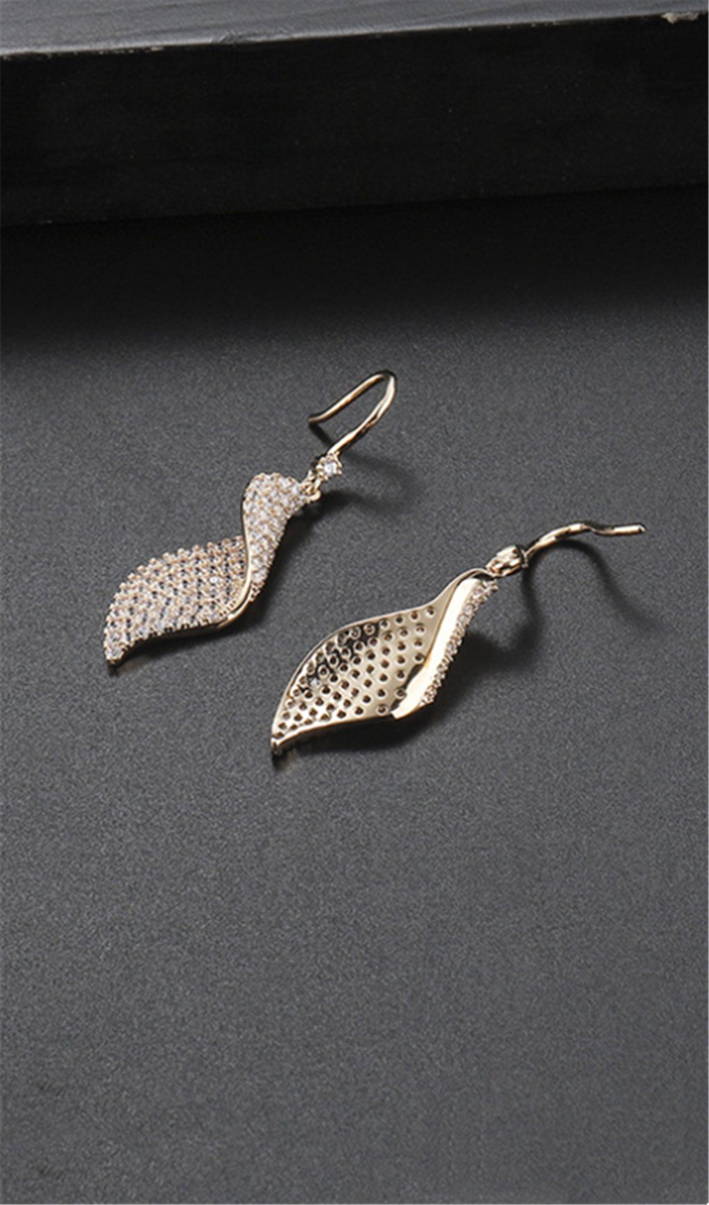 SPIRAL LONG ZIRCON EARRINGS FOR WEDDING