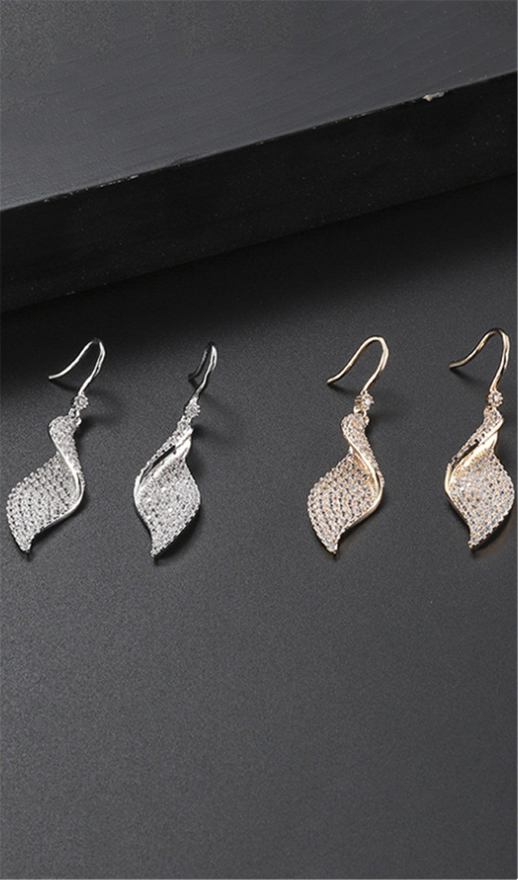 SPIRAL LONG ZIRCON EARRINGS FOR WEDDING