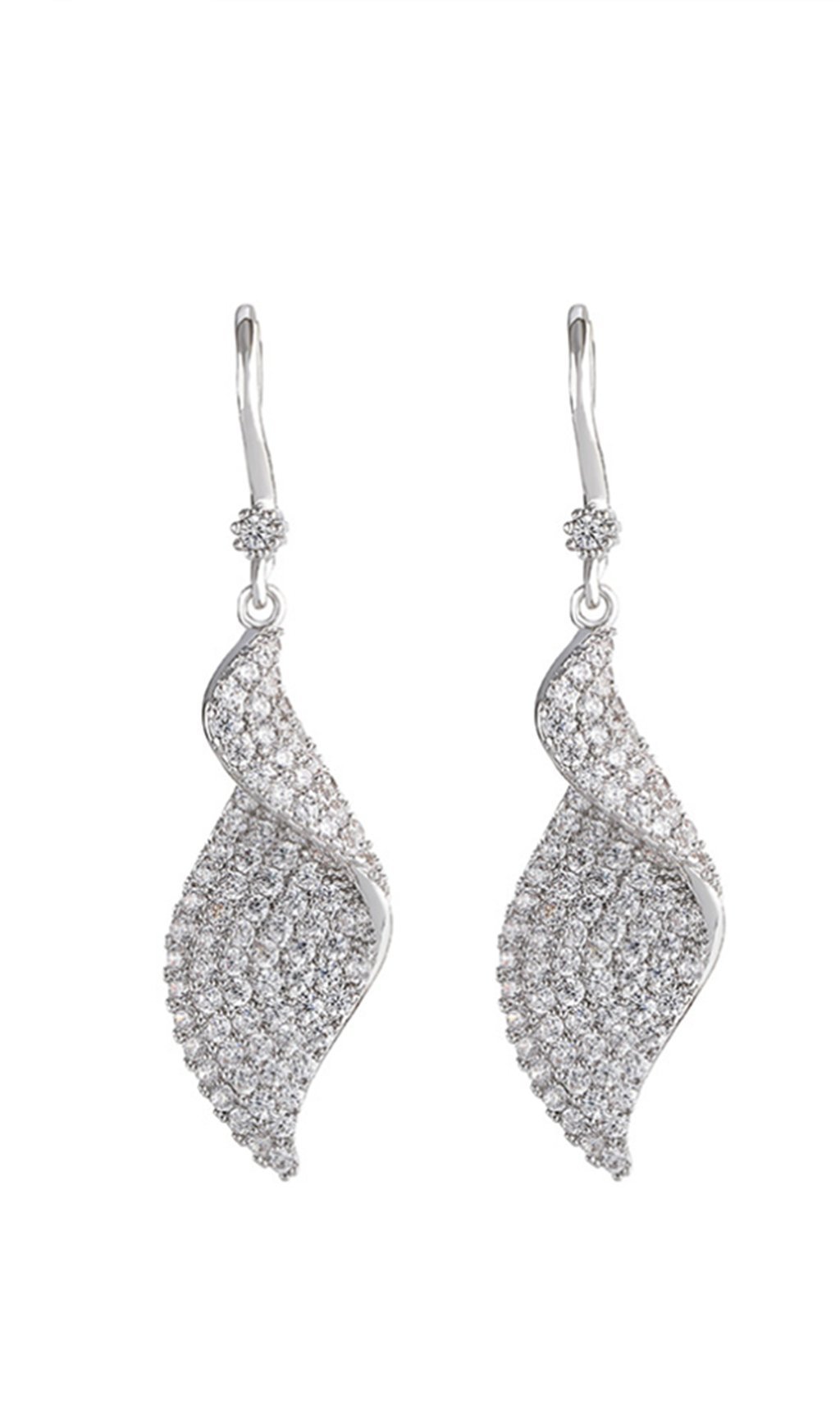 SPRIAL-LONG-ZIRCON-EARRINGS SPIRAL LONG ZIRCON EARRINGS FOR WEDDING