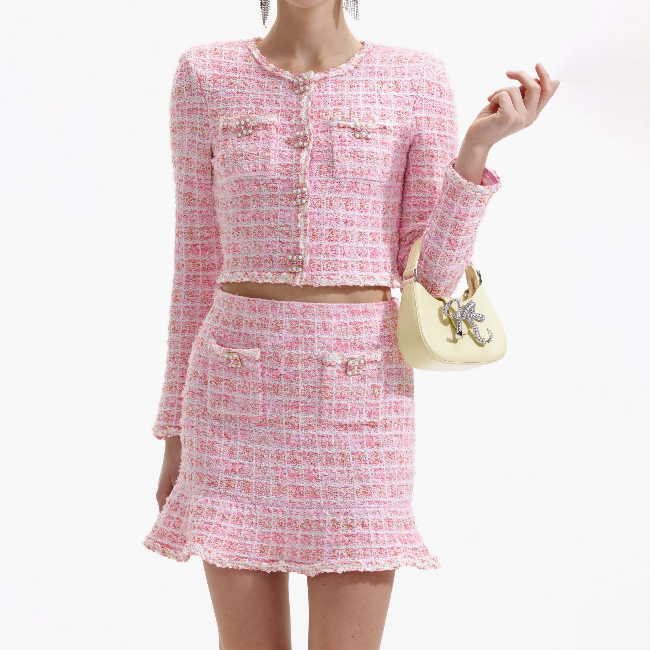 PINK CHECK KNIT CARDIGAN – CASUAL VINTAGE OUTFIT