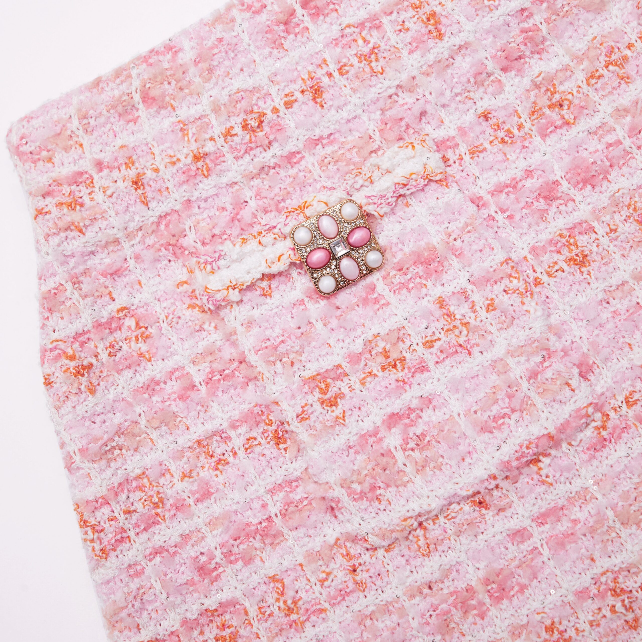 PINK CHECK KNIT SKIRT FOR WORK