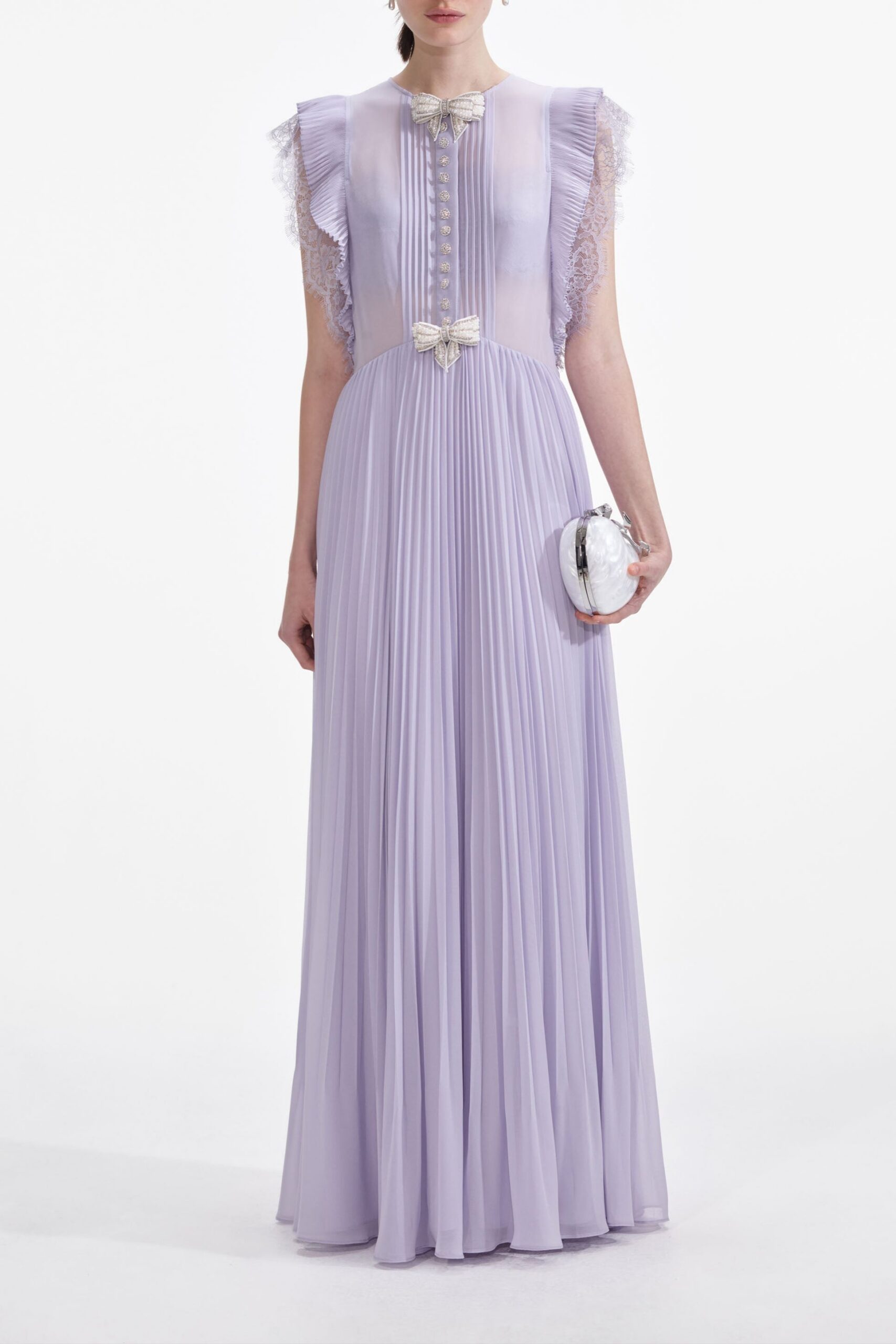 SS25-032X-L_1 LILAC CHIFFON RUFFLE MAXI DRESS FOR WEDDING GUEST