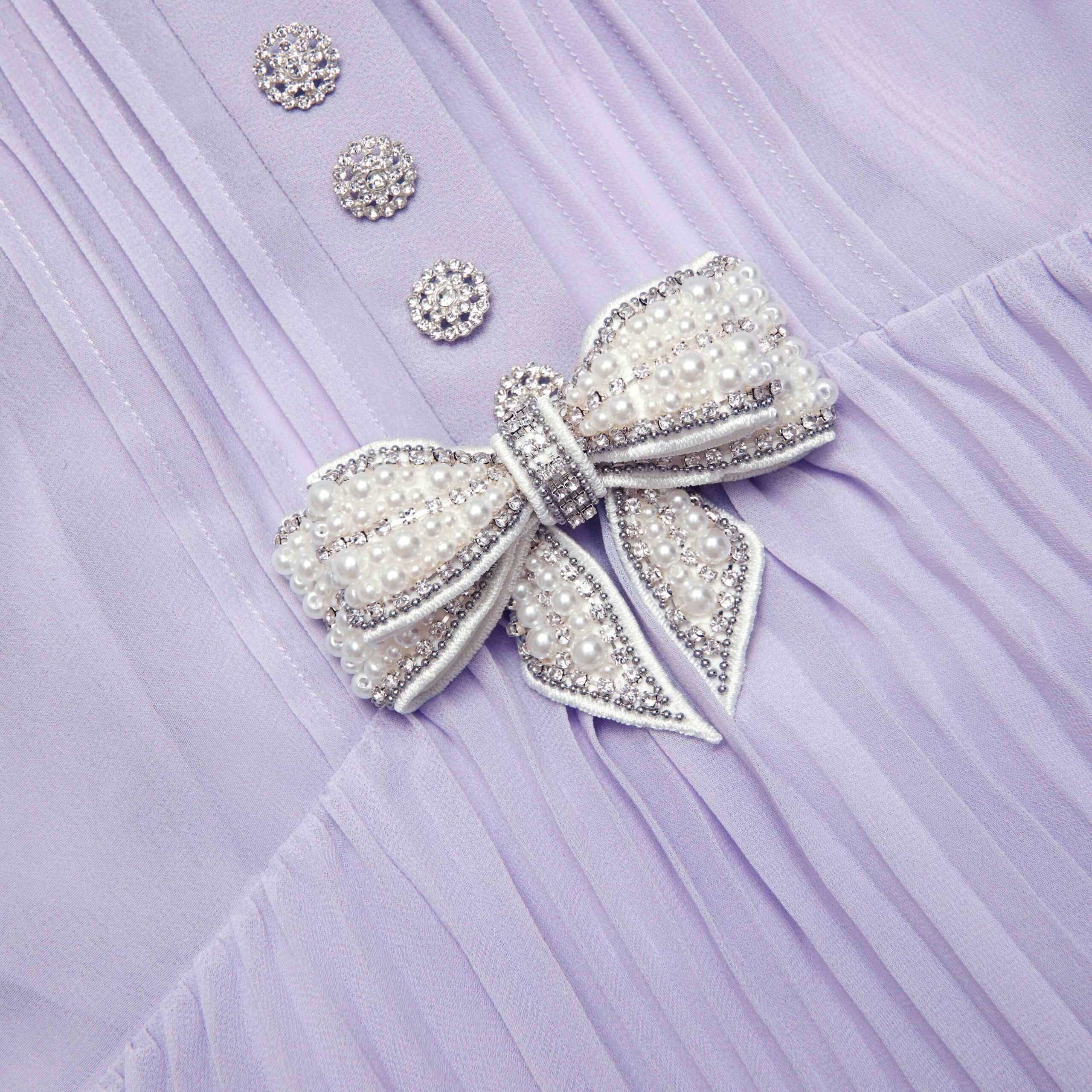 LILAC CHIFFON RUFFLE MAXI DRESS FOR WEDDING GUEST