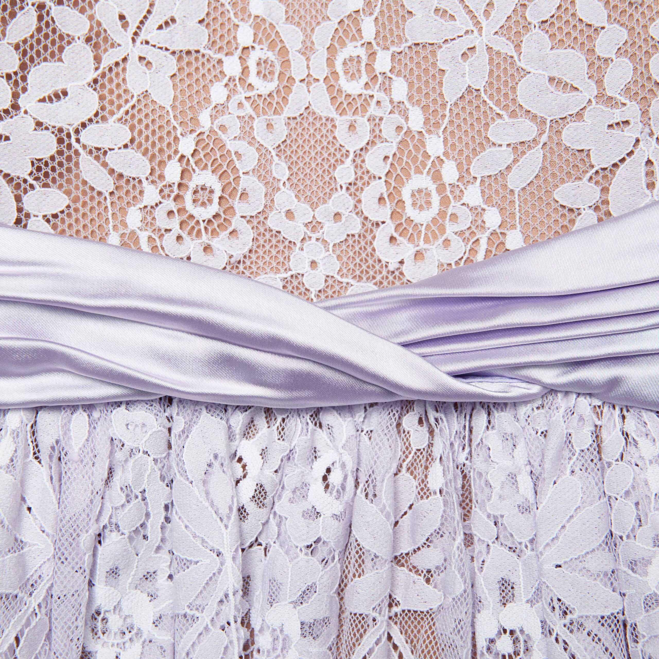 SABRINA LILAC LACE SATIN MINI DRESS FOR COCKTAIL