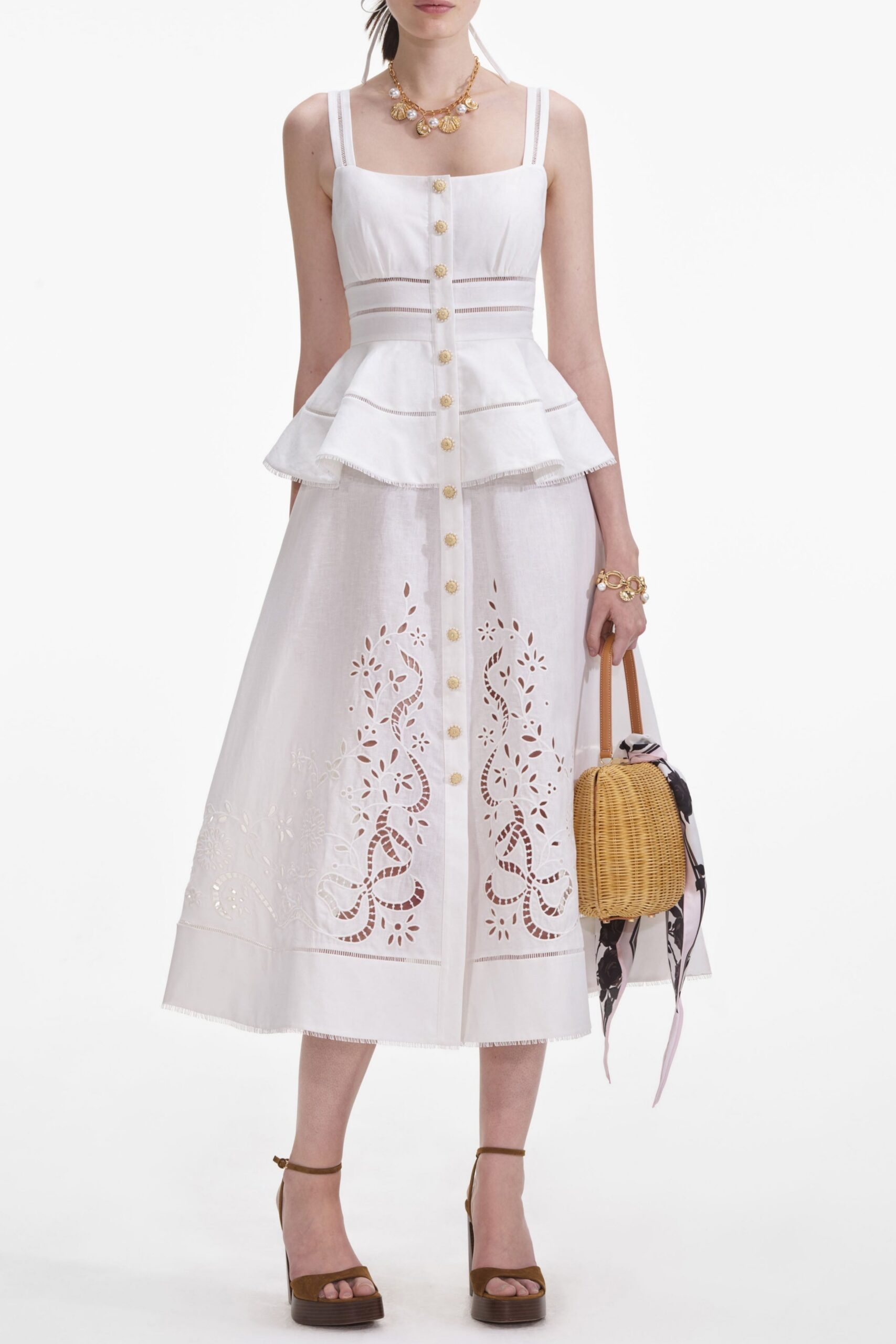 SS25-113M-C_1 HELEN CREAM LINEN PEPLUM MIDI DRESS