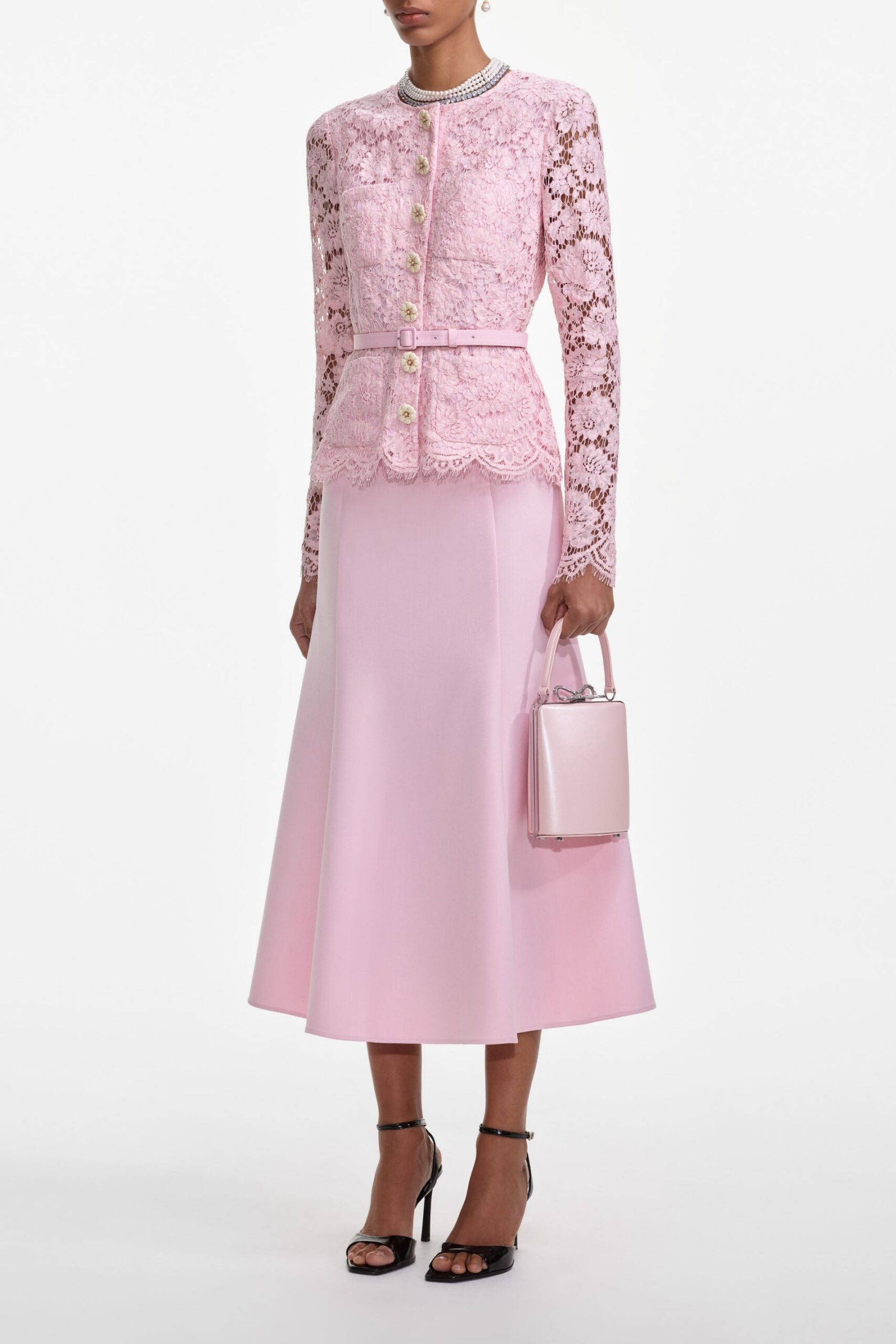 PINK LACE MIDI DRESS FOR WEDDING GUEST