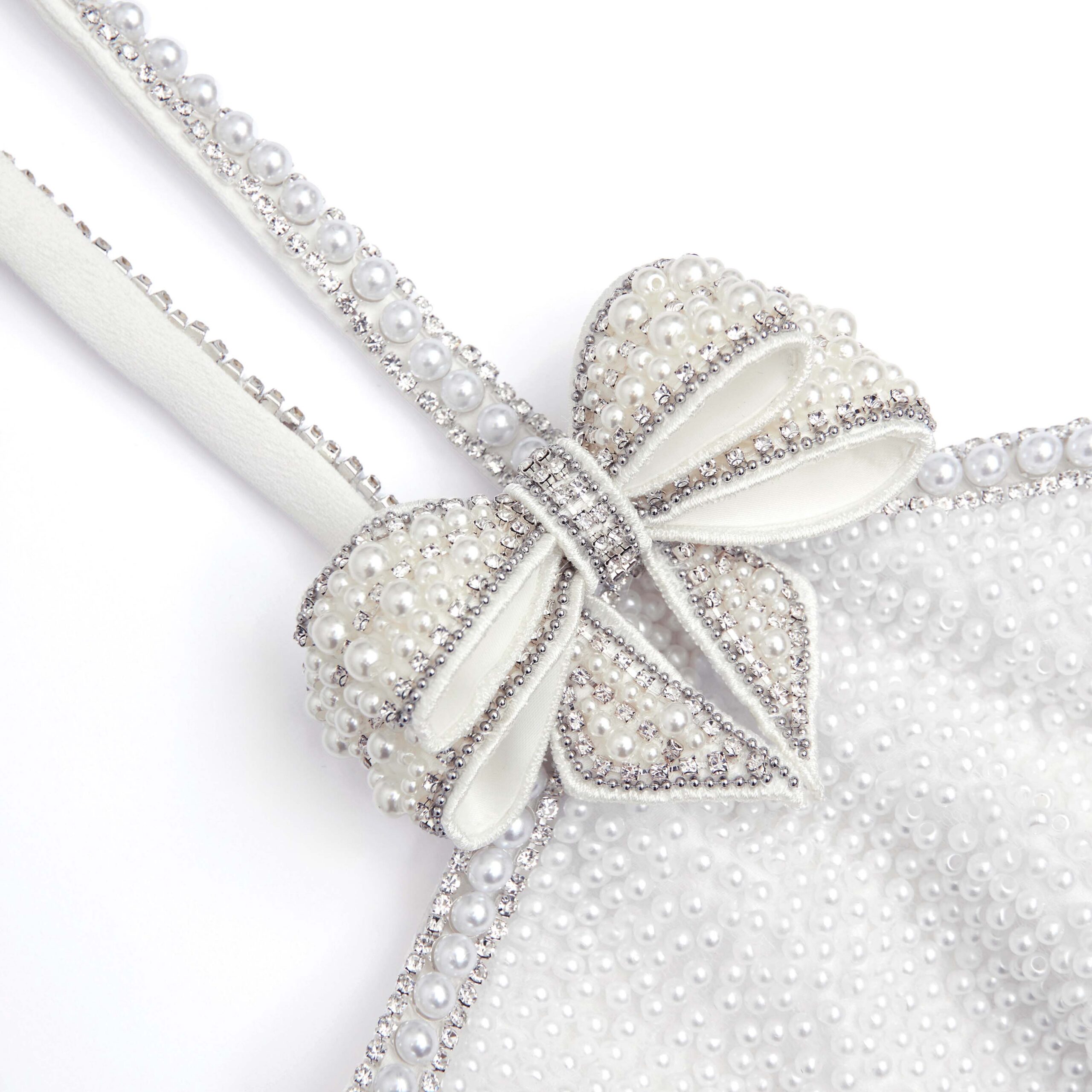 WHITE PEARL BOW MINI DRESS FOR COCKTAIL
