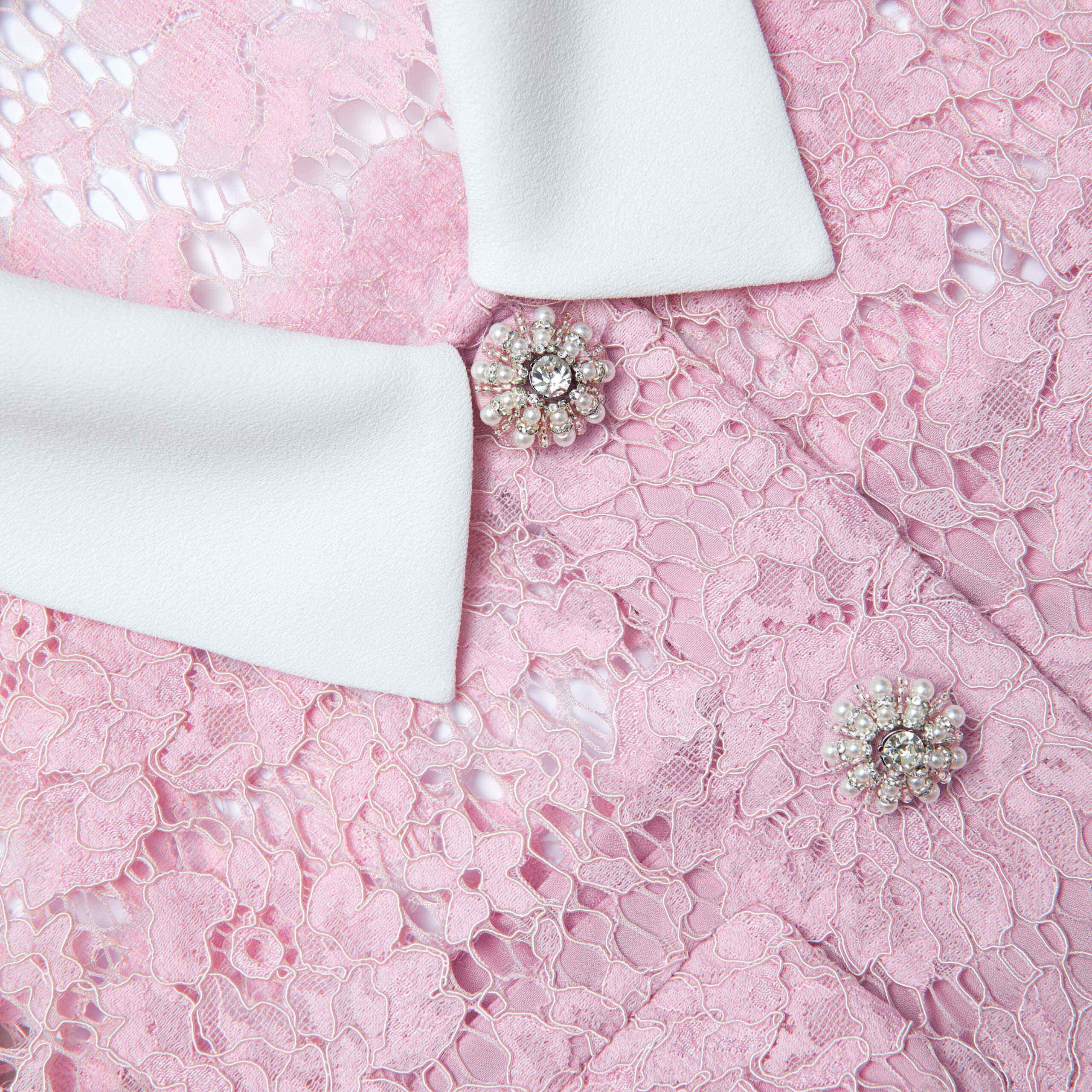 PINK LACE COLLAR MINI DRESS FOR PARTY