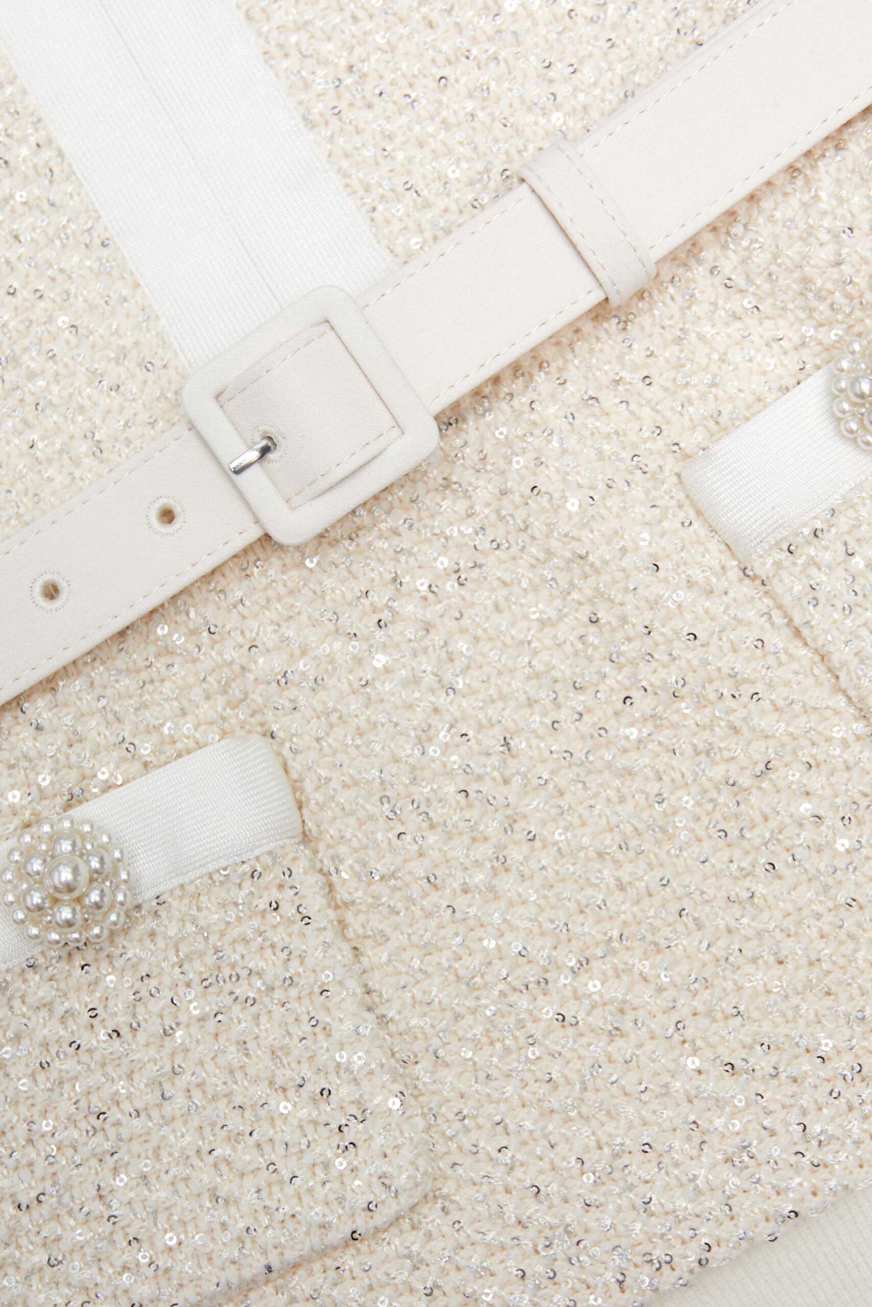 VICKY SEQUIN KNIT SET - CREAM PARTY TWO-PIECE