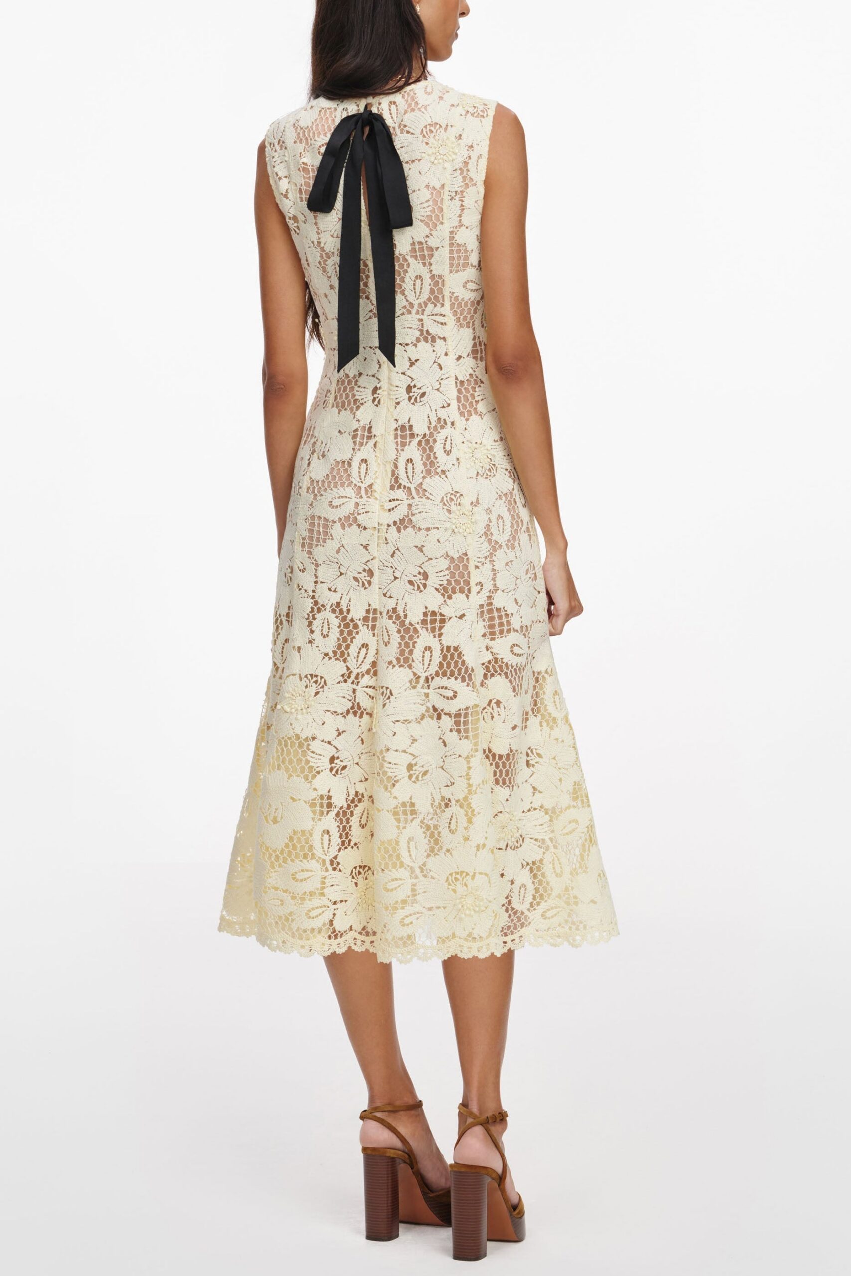 MARJORIE YELLOW CROCHET LACE MIDI DRESS