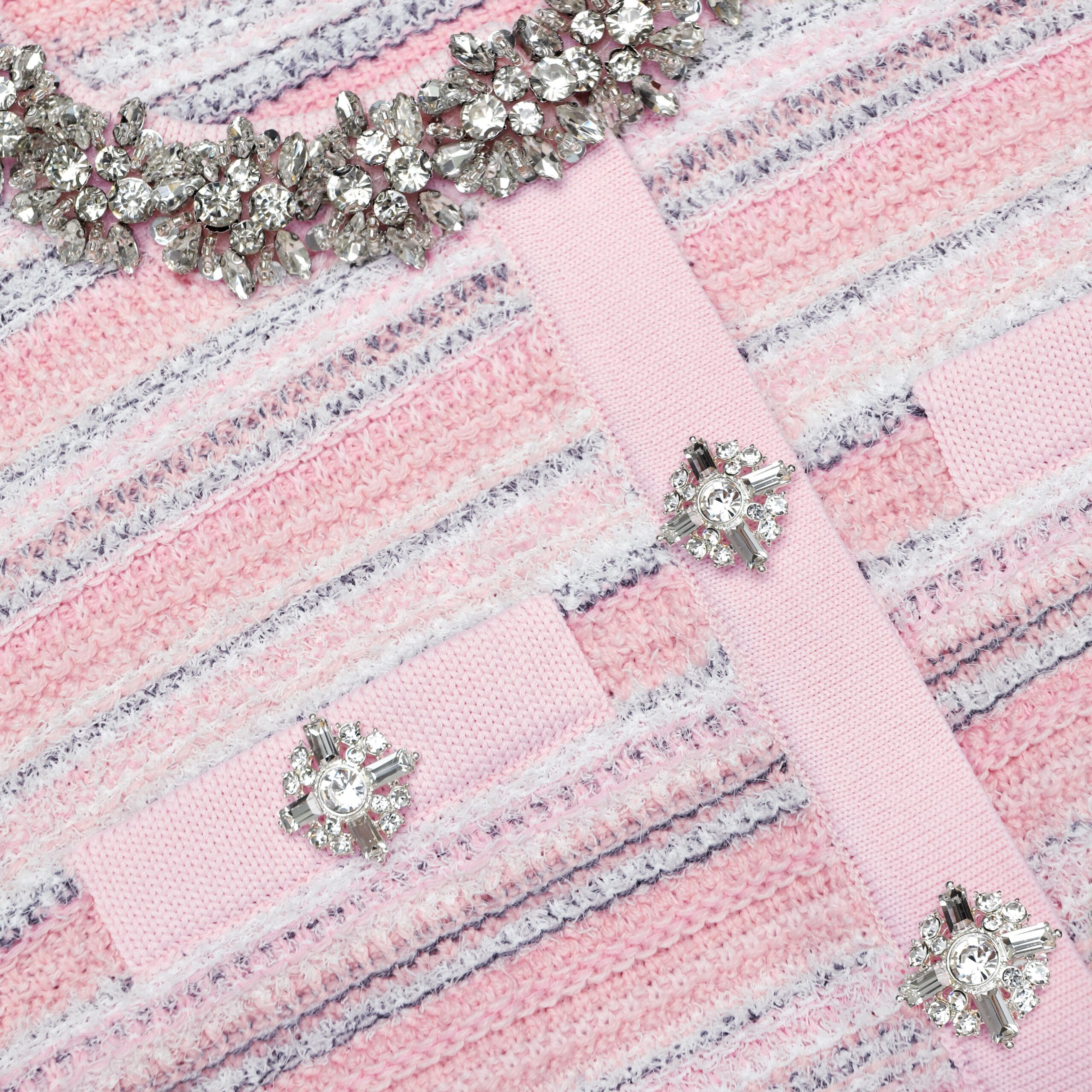 TAMMY RHINESTONE KNIT MINI DRESS IN PINK