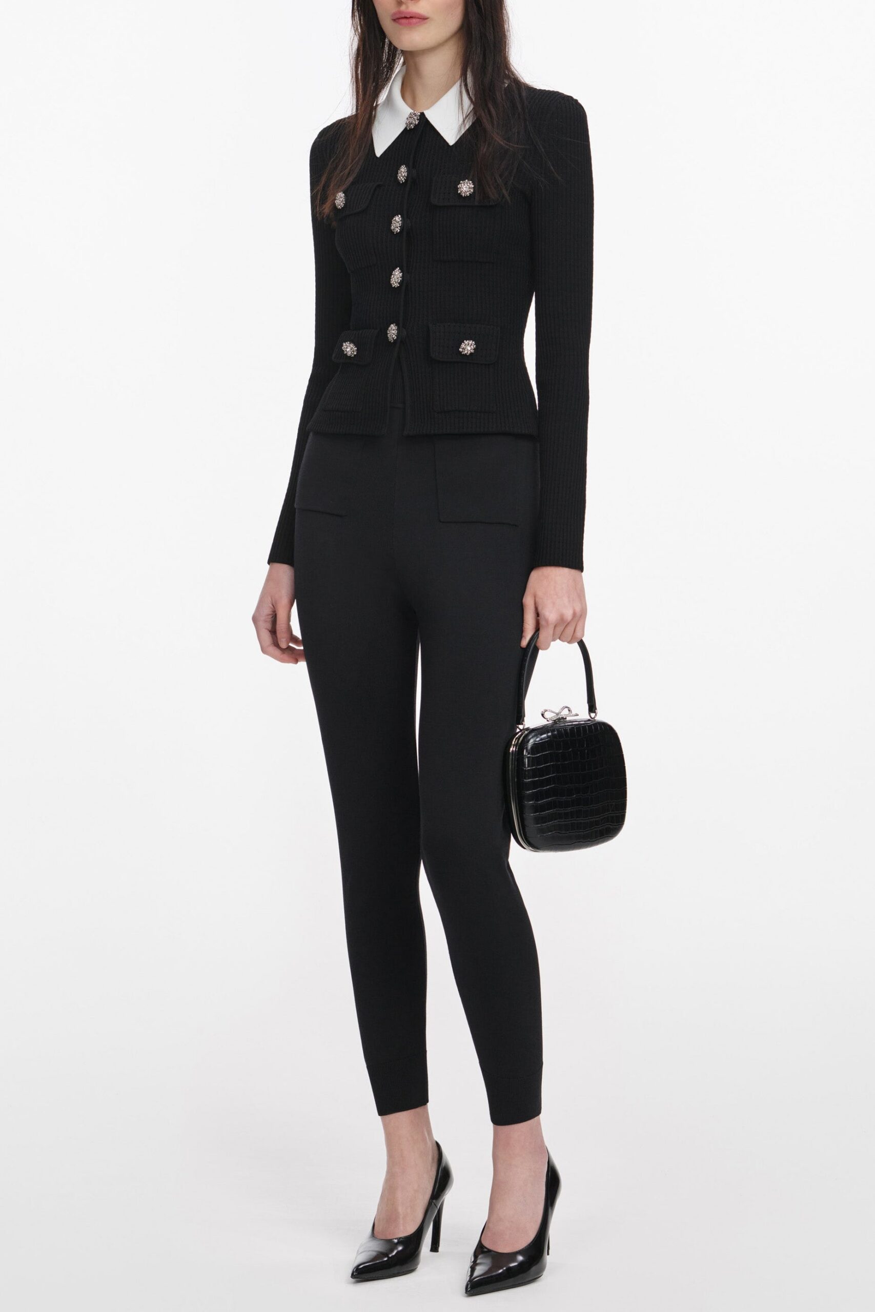 JOCELYN BLACK EMBELLISHED KNIT BLAZER FOR EVENTS