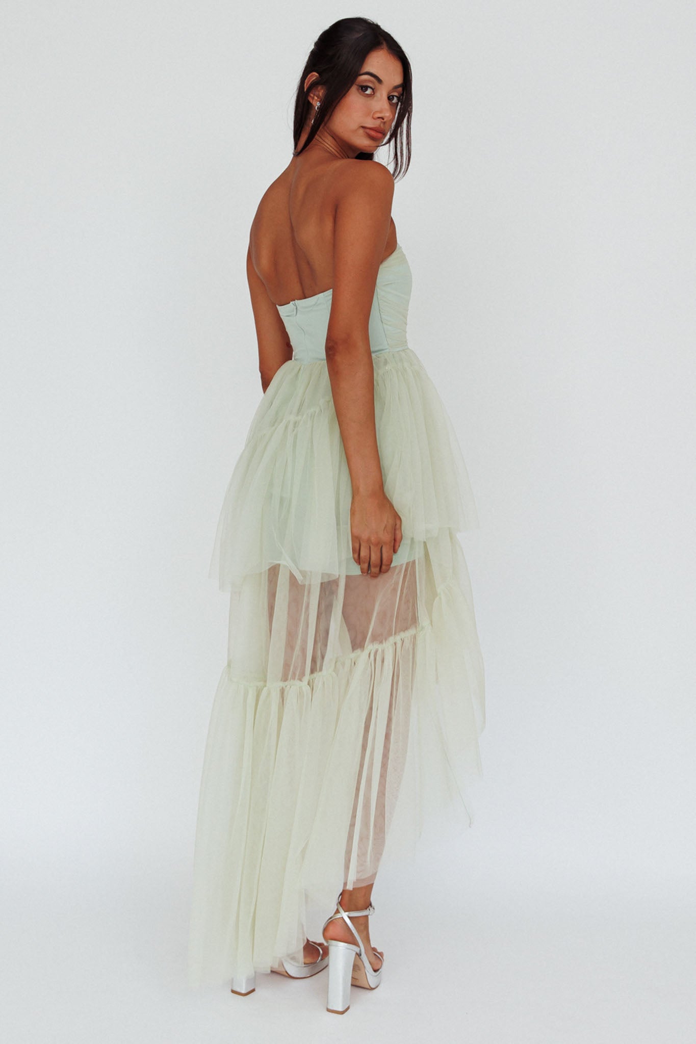 ALWAYS & FOREVER SAGE HIGH-LOW MIDI DRESS