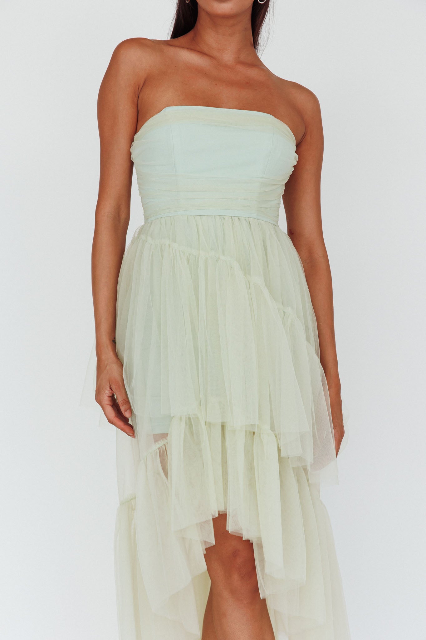 ALWAYS & FOREVER SAGE HIGH-LOW MIDI DRESS
