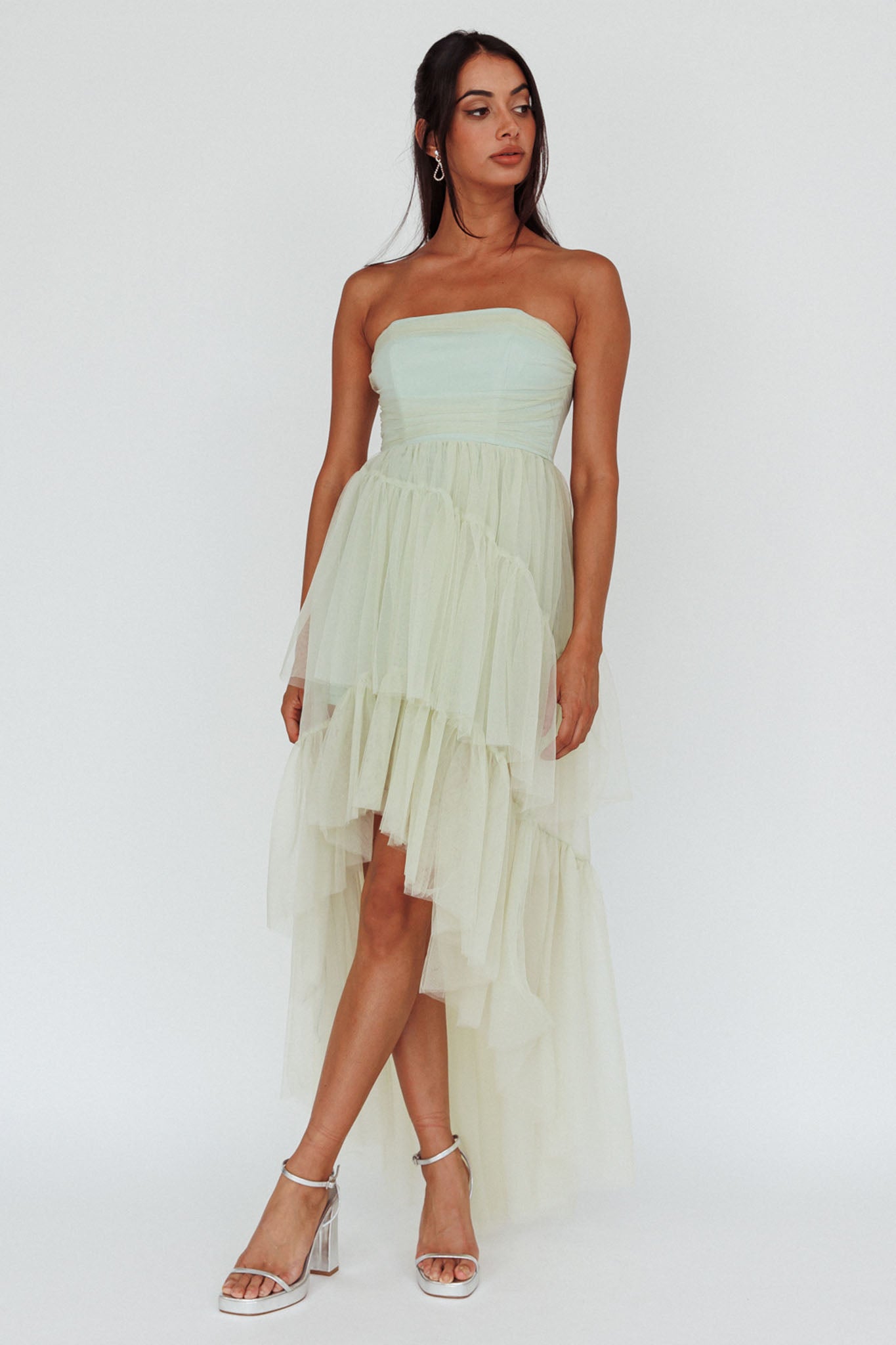 ALWAYS & FOREVER SAGE HIGH-LOW MIDI DRESS