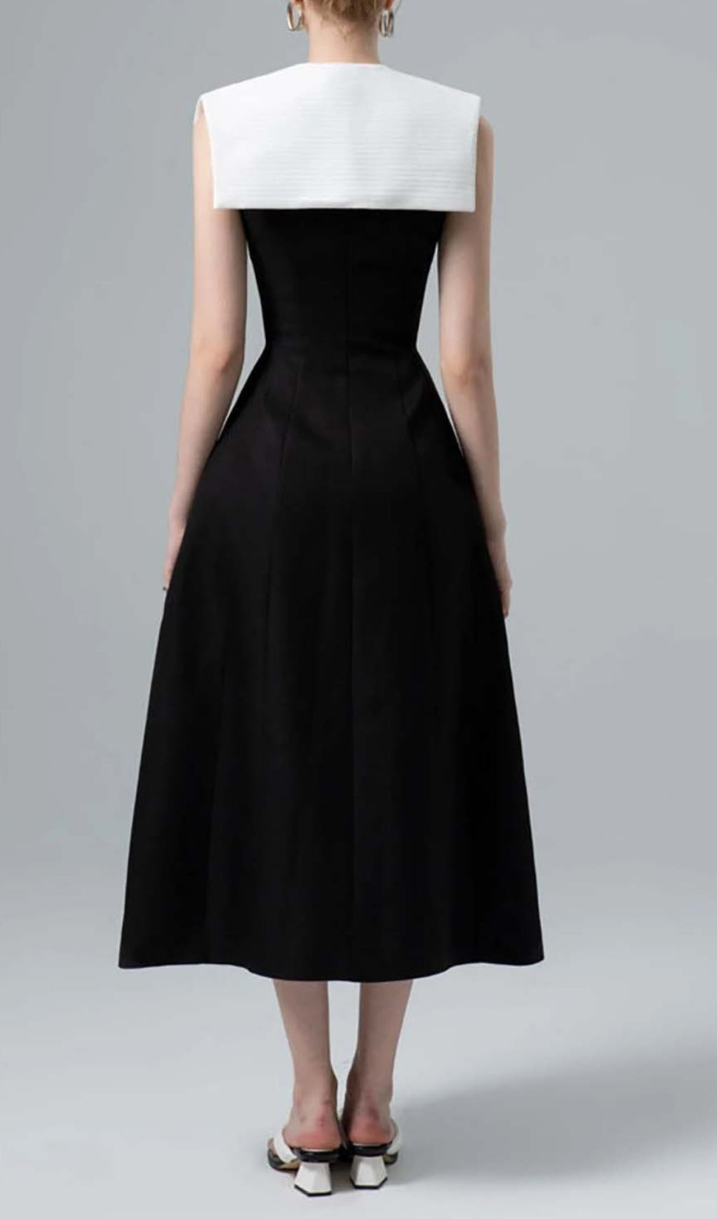 STITCHED MIDI DRESS, BLACK - ELEGANT OCCASIONWEAR