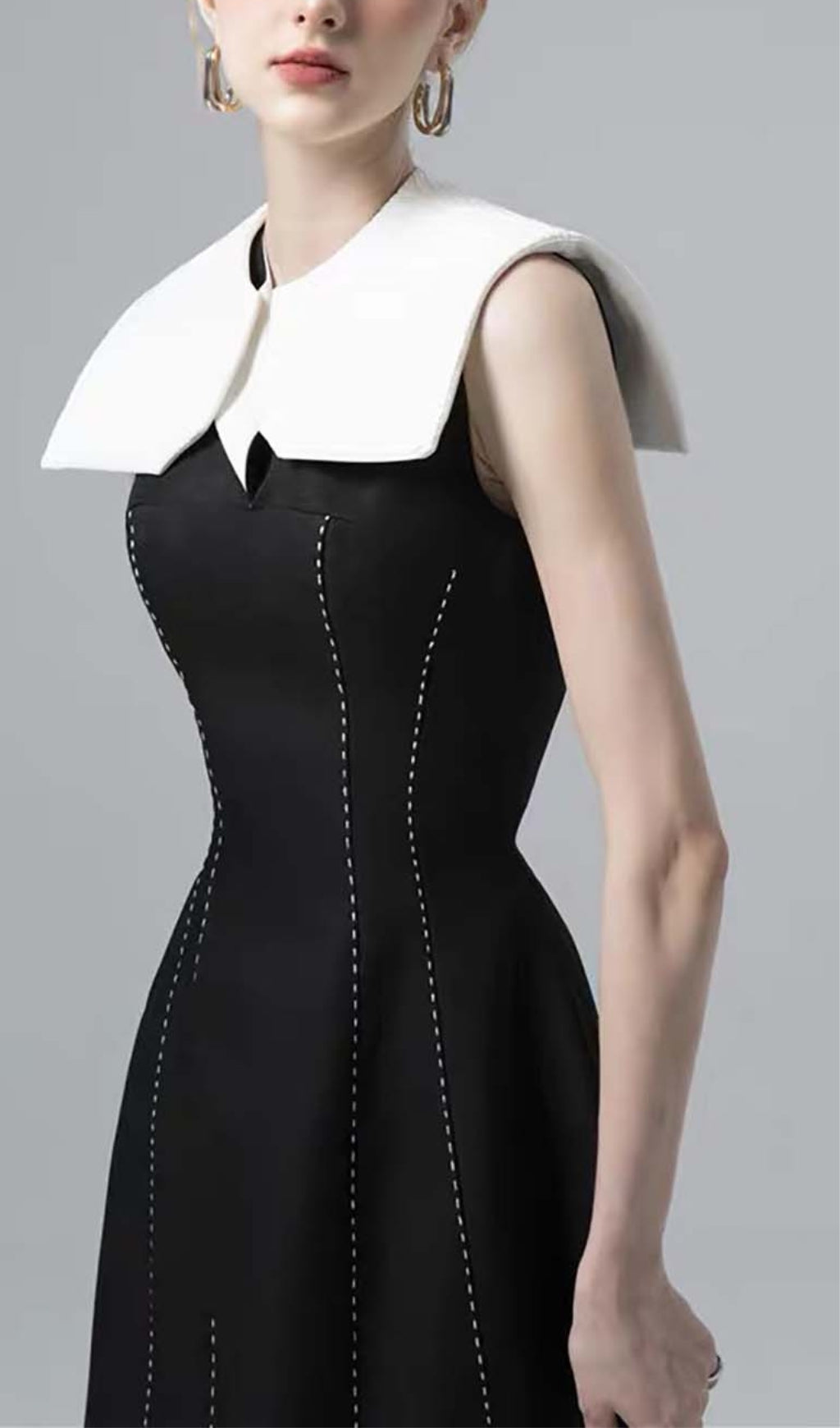 STITCHED MIDI DRESS, BLACK - ELEGANT OCCASIONWEAR