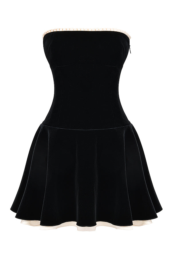 SYBIL VELVET STRAPLESS MINI DRESS FOR COCKTAIL PARTY