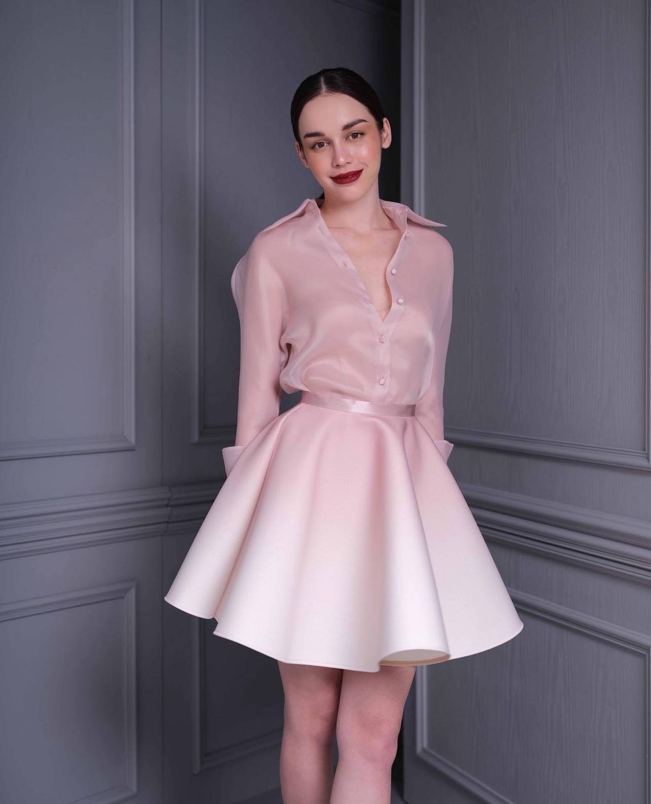 LIGHT PINK BLAZER MINI DRESS FOR WEDDING