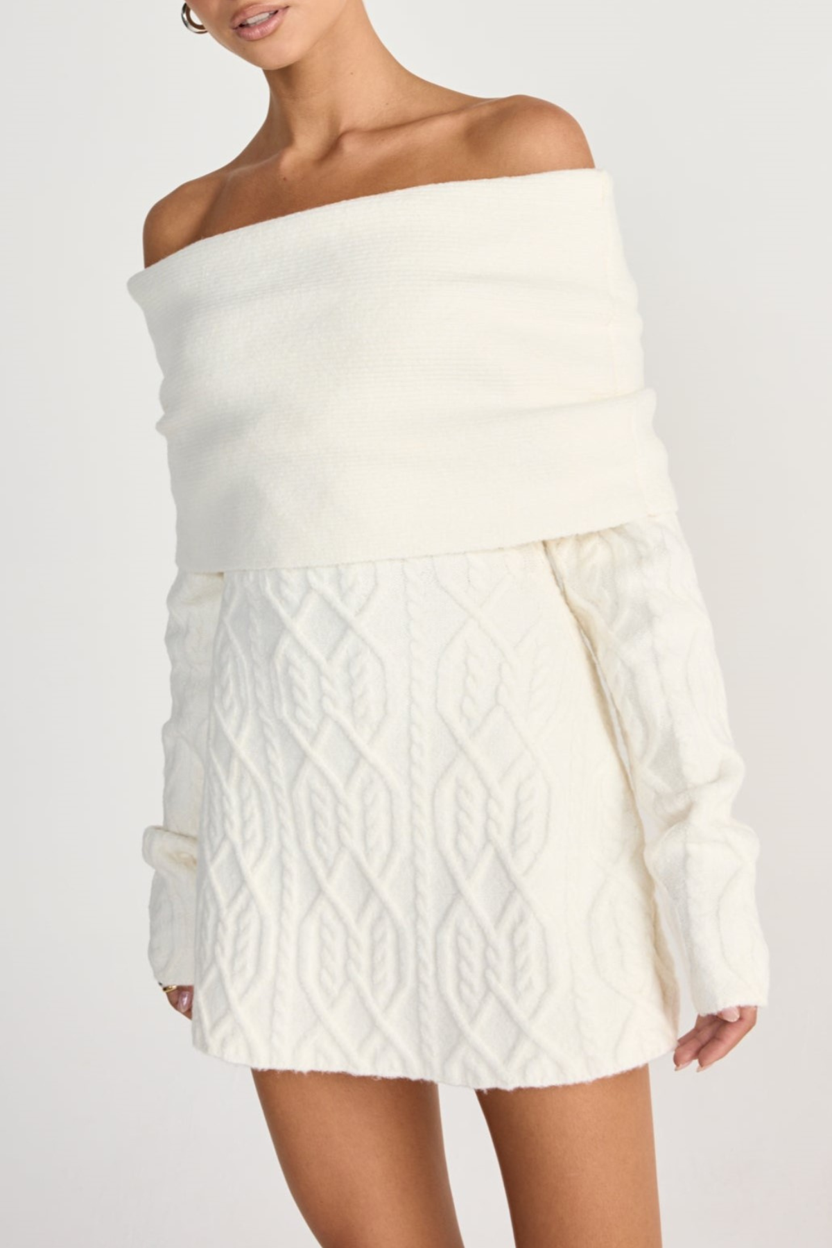 GWENDOLYN OFF-SHOULDER WHITE MINI DRESS