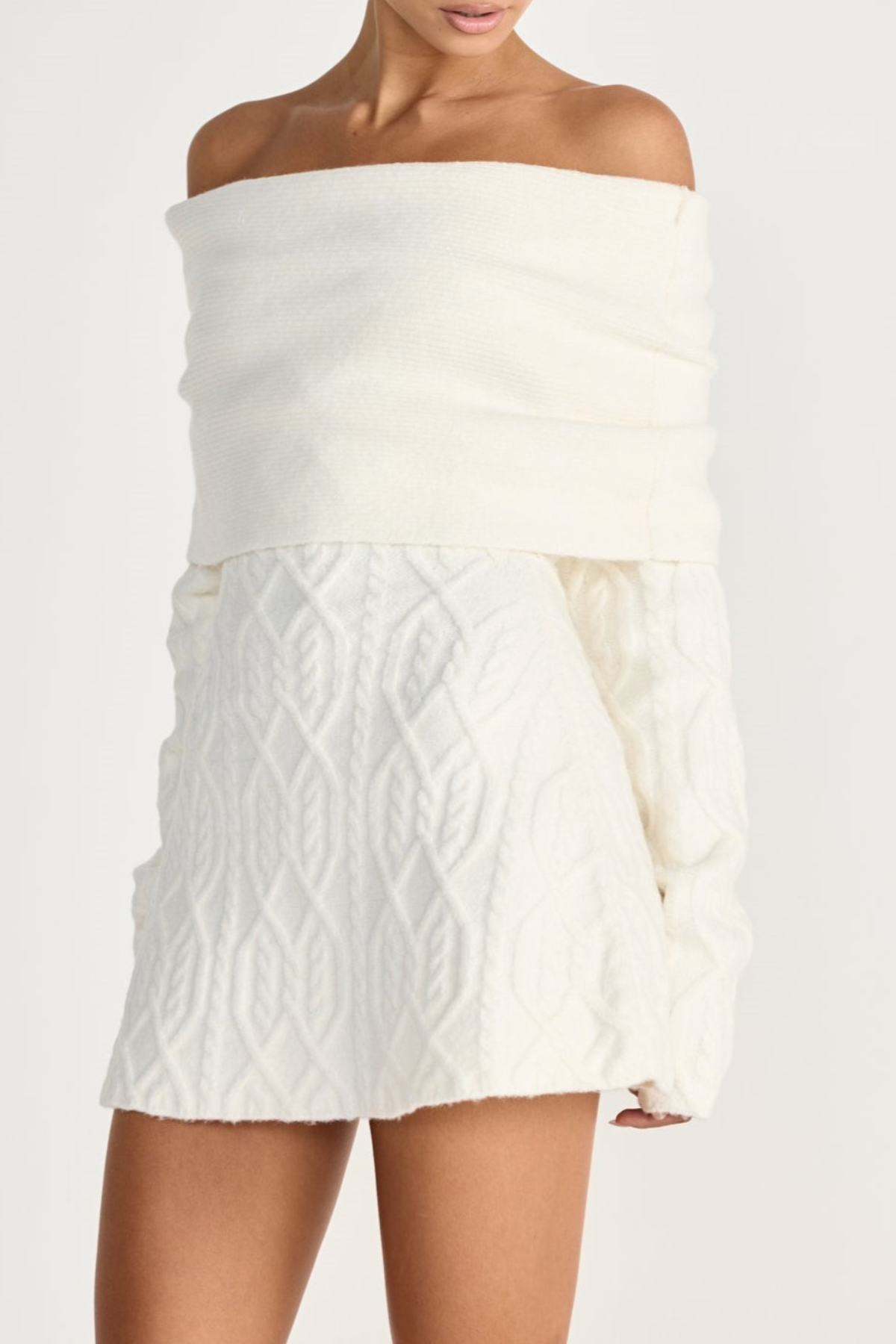 GWENDOLYN OFF-SHOULDER WHITE MINI DRESS