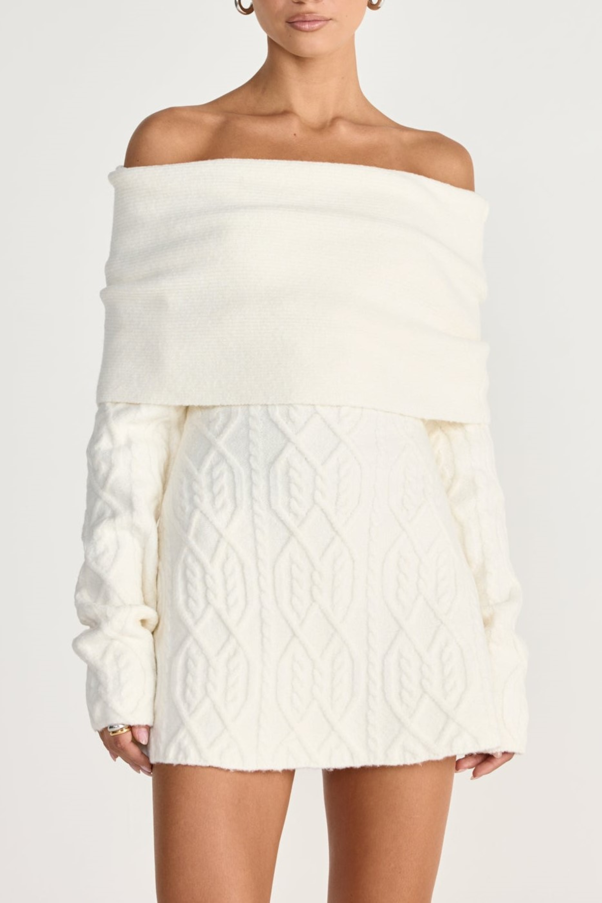 GWENDOLYN OFF-SHOULDER WHITE MINI DRESS