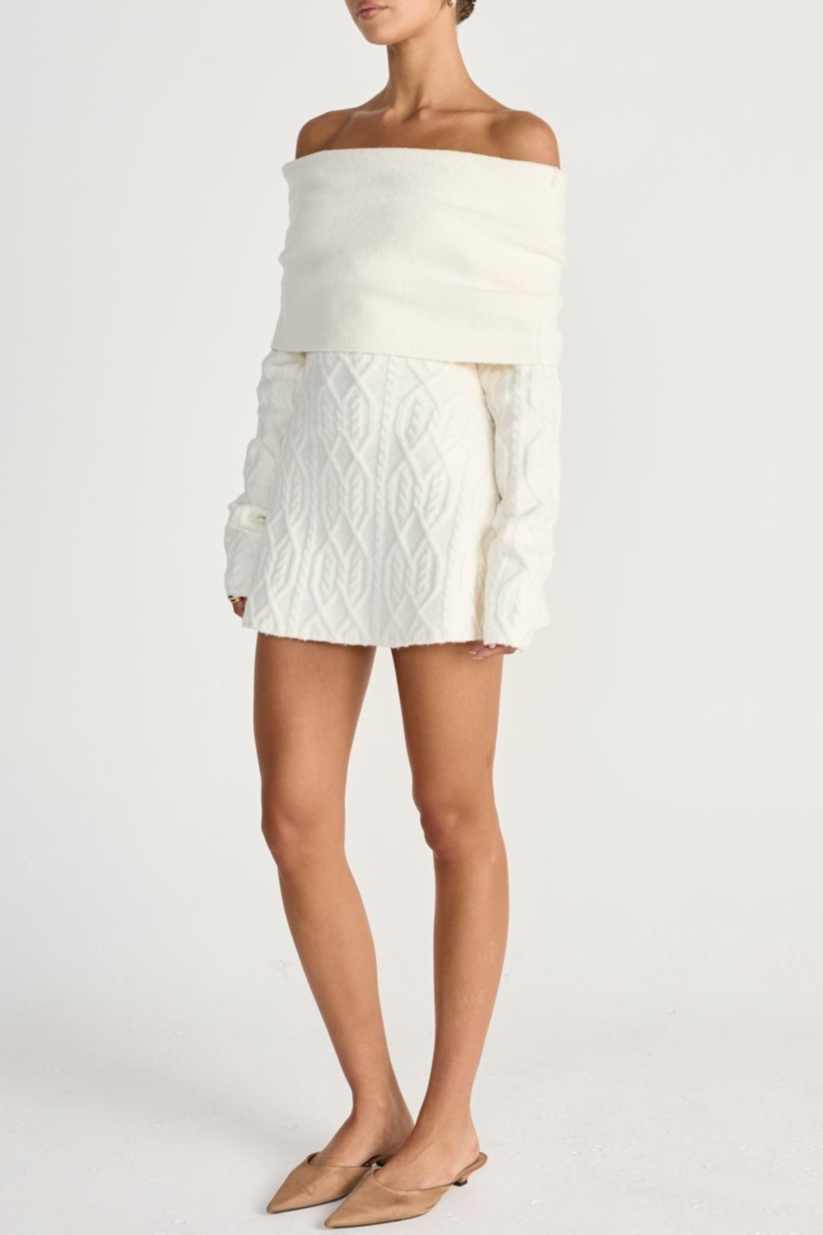 GWENDOLYN OFF-SHOULDER WHITE MINI DRESS