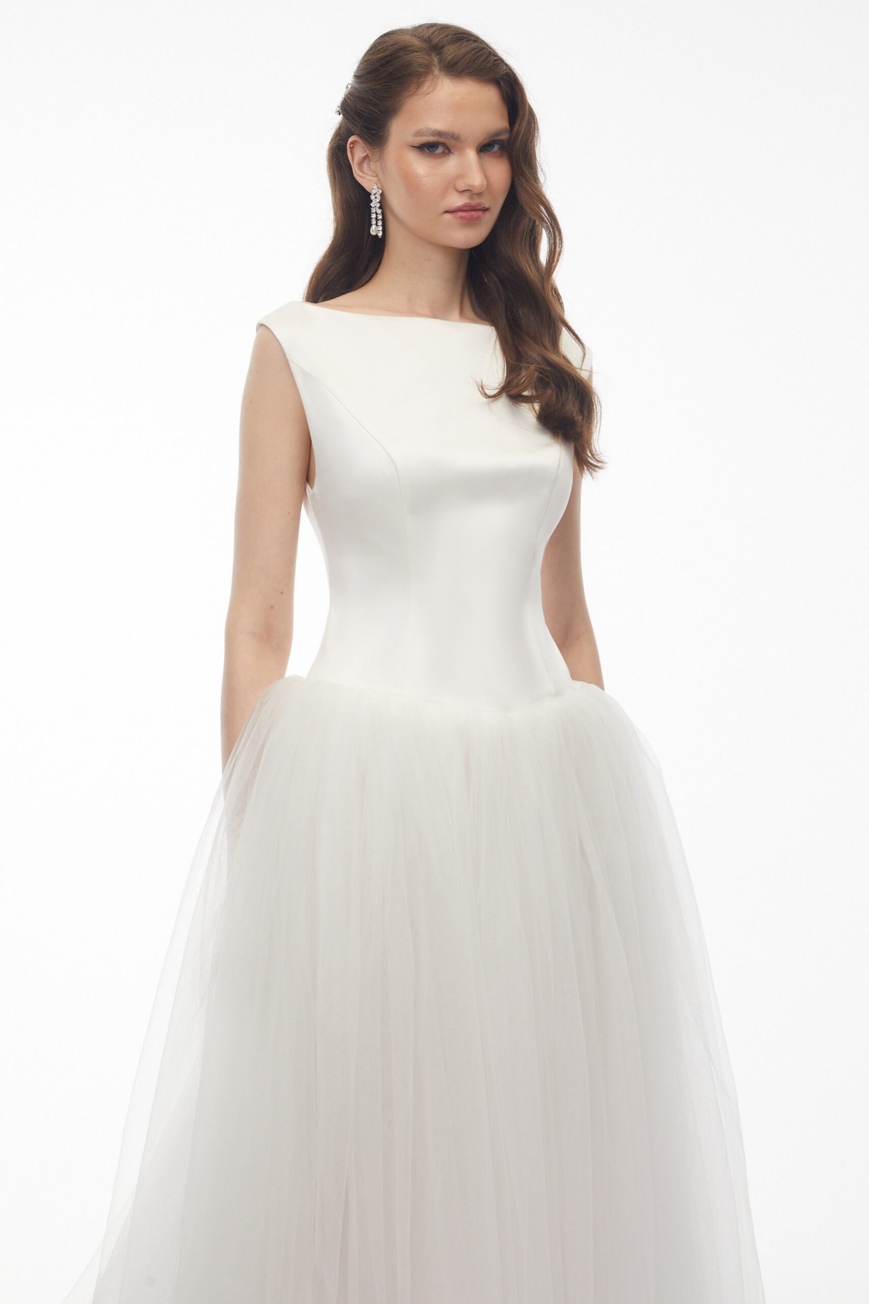 SALMA WHITE PLEATED MIDI DRESS | FLARED A-LINE