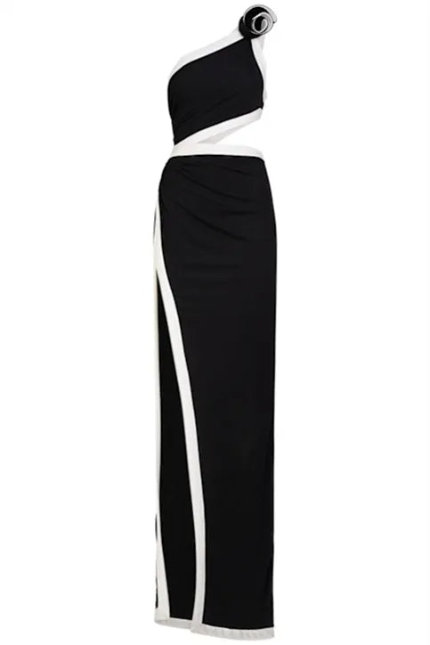 SALOME ASYMMETRIC FLORAL MAXI DRESS