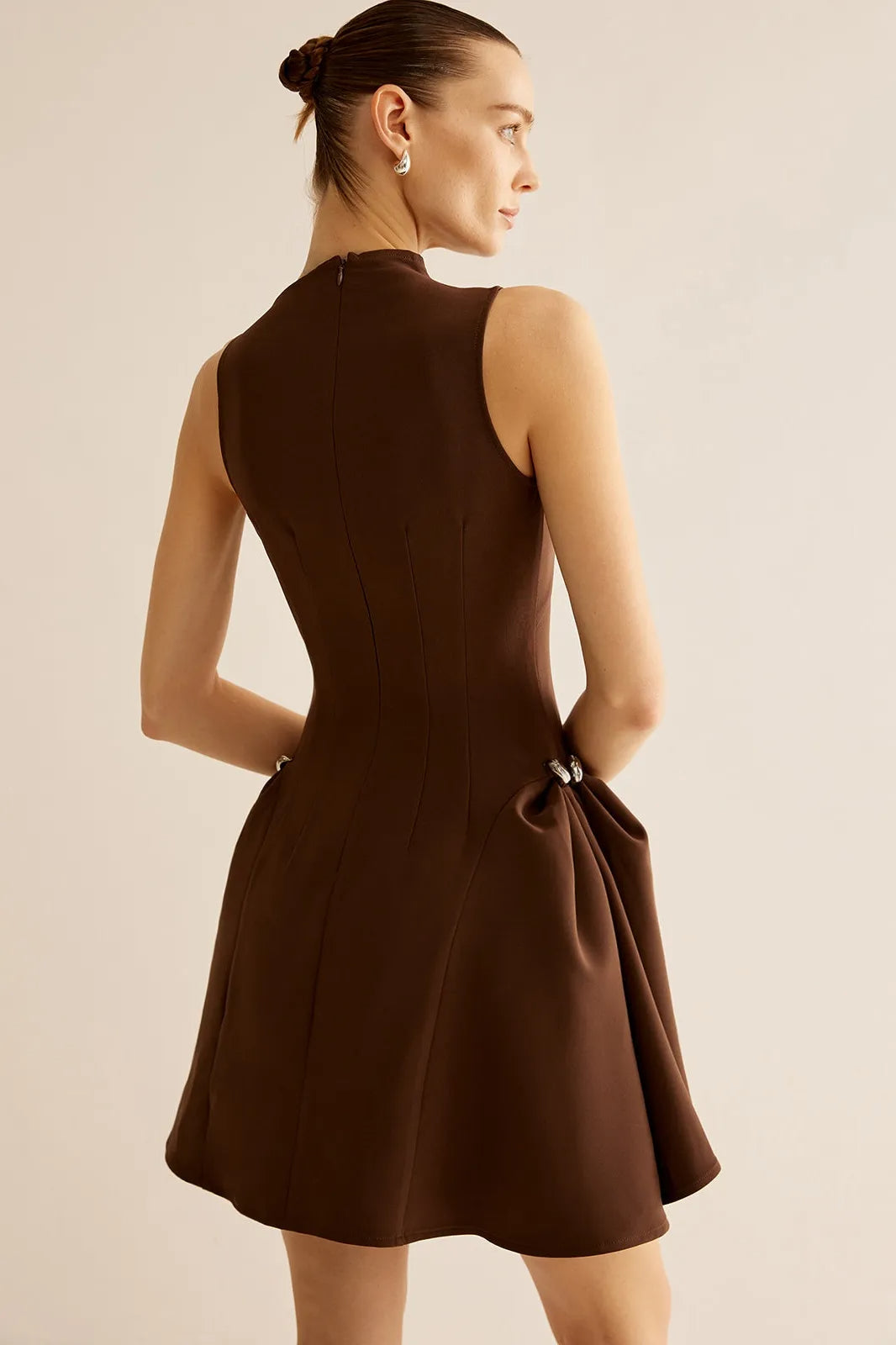 SAMANTHA ASYMMETRICAL FLARED MINI DRESS