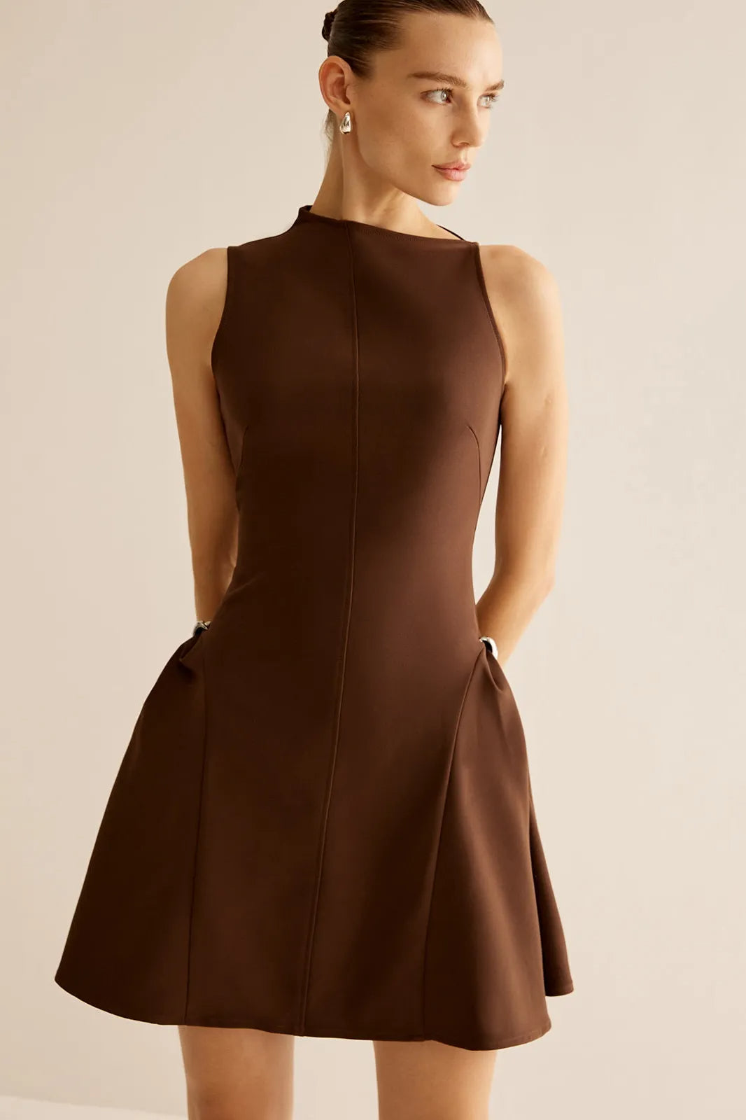 SAMANTHA ASYMMETRICAL FLARED MINI DRESS