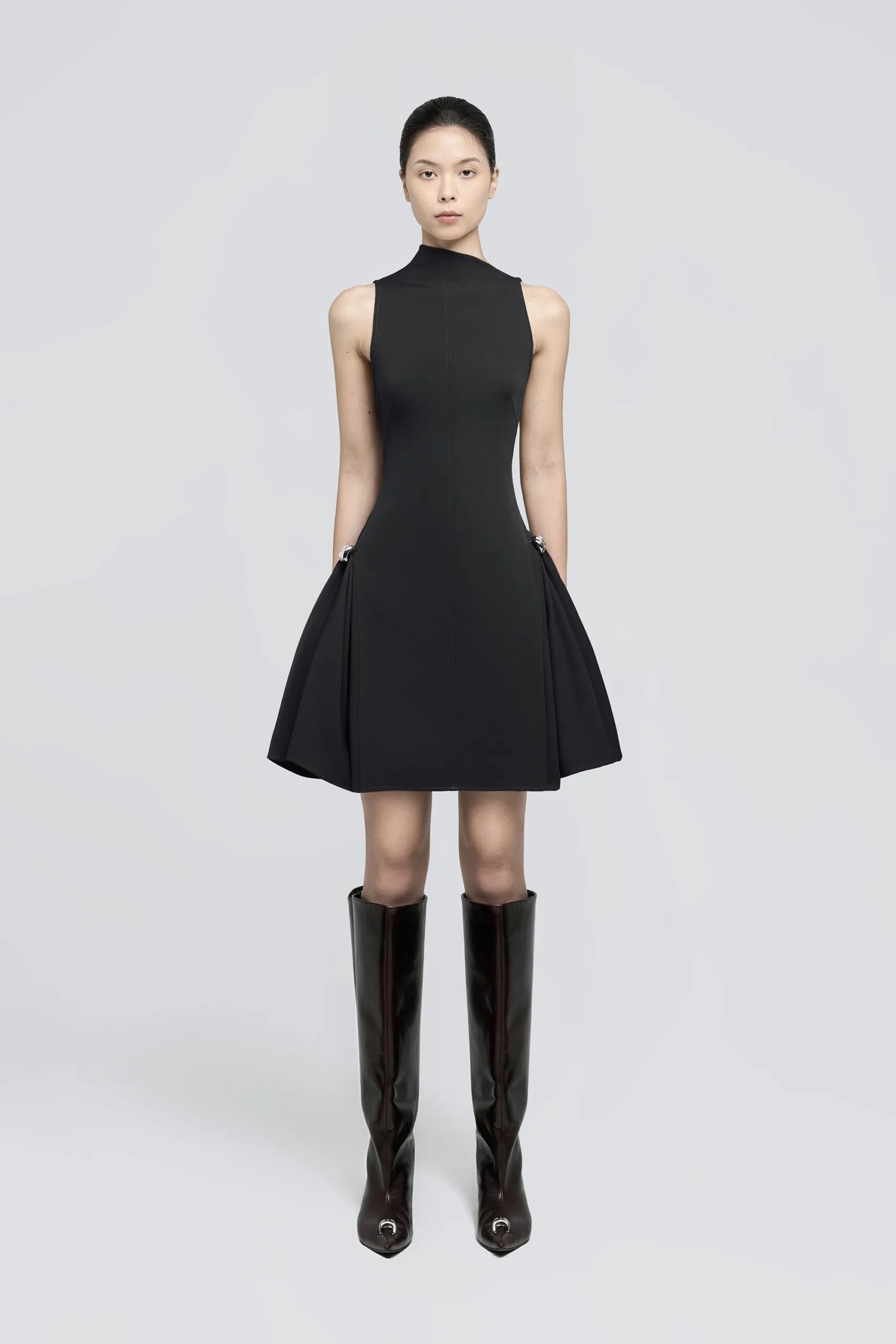 ASYM FLARED MINI DRESS FOR PARTY
