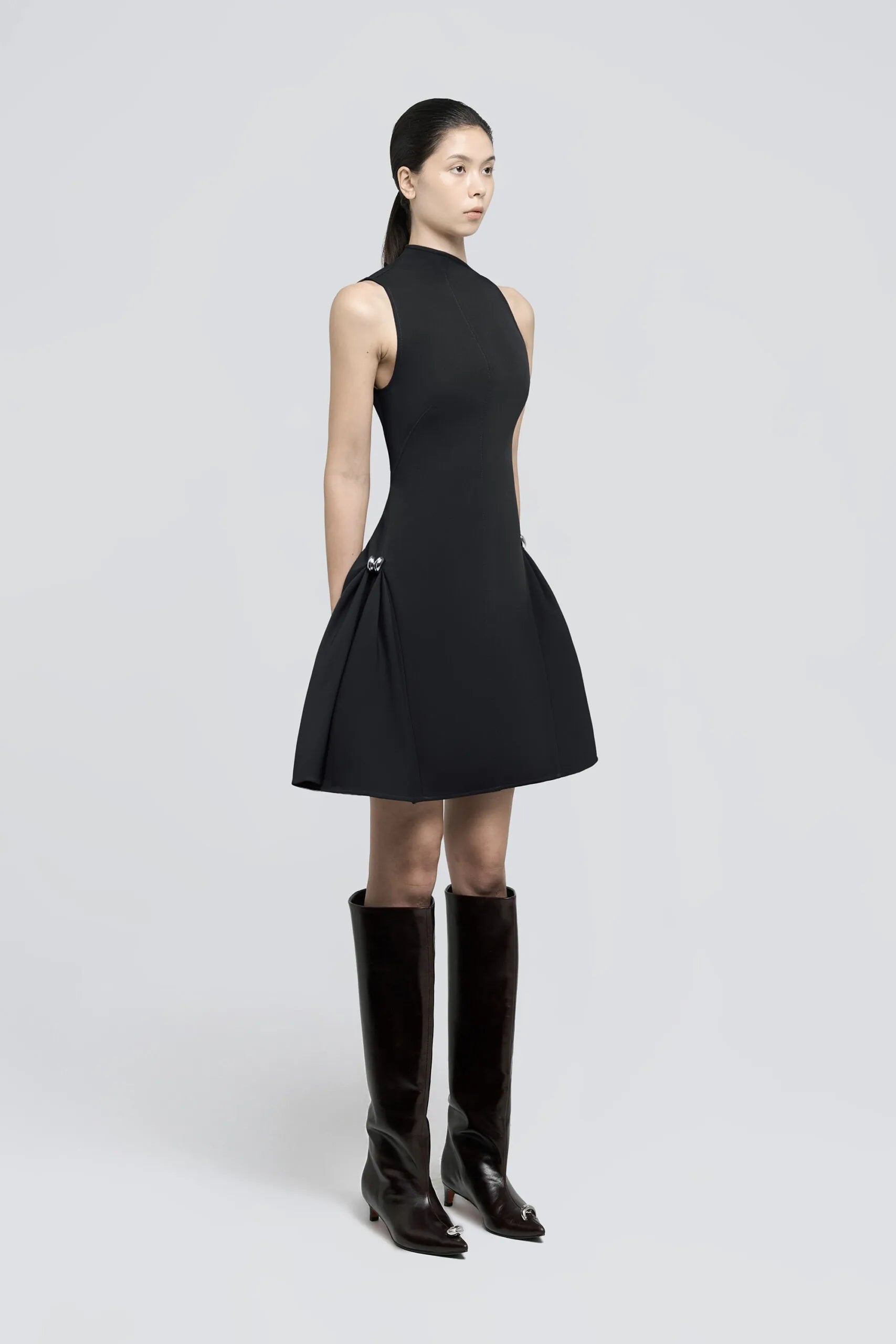 ASYM FLARED MINI DRESS FOR PARTY