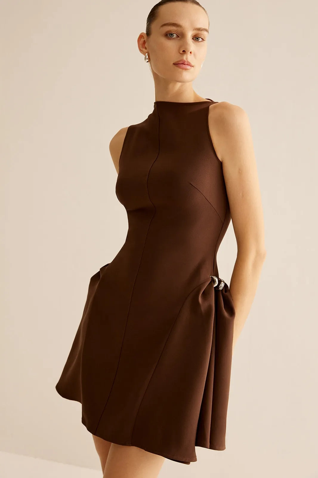ASYMMETRICAL FLARED MINI DRESS FOR PARTY