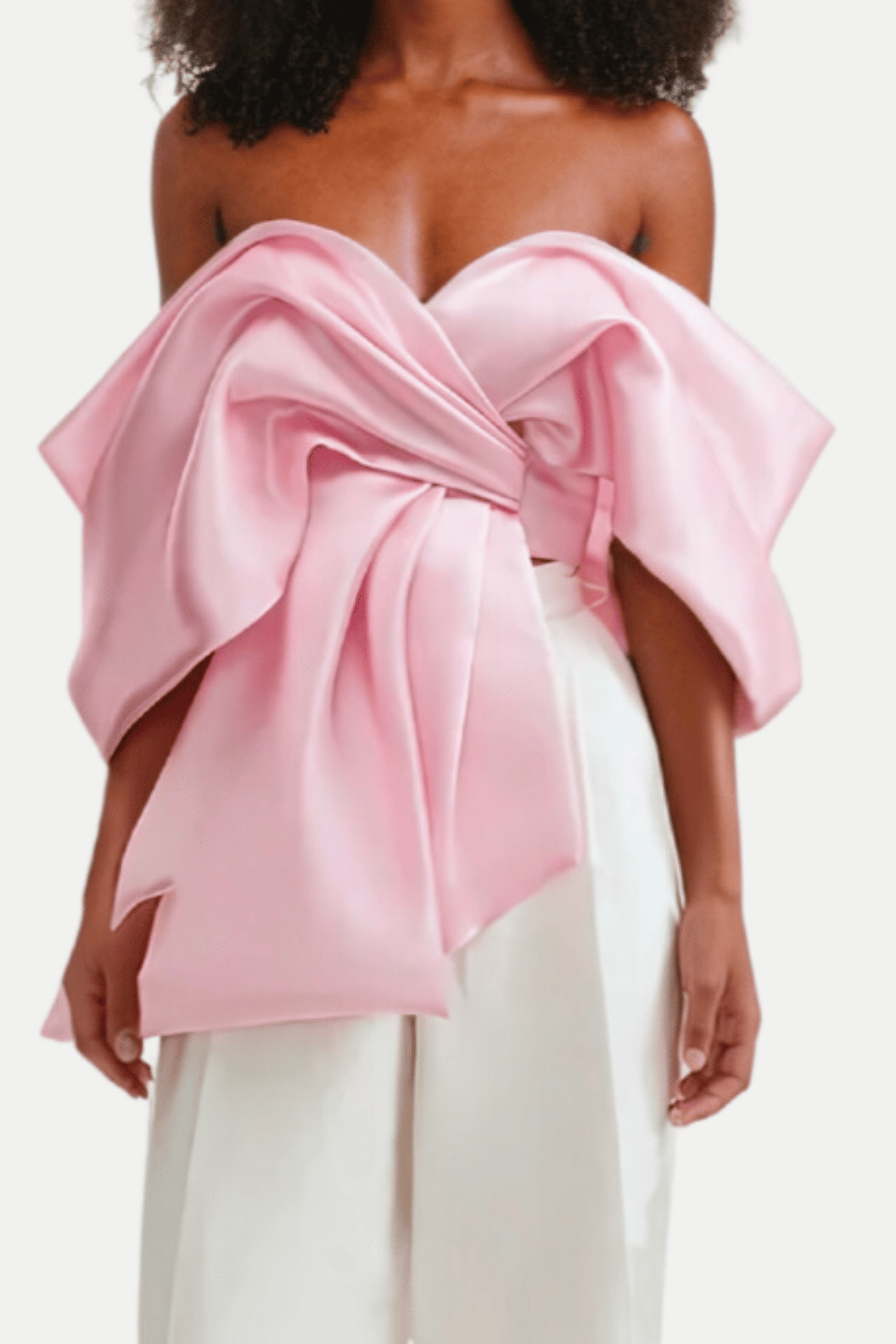 SATIN OFF-SHOULDER TOP, BOW DETAIL, WOMEN'S EVENING