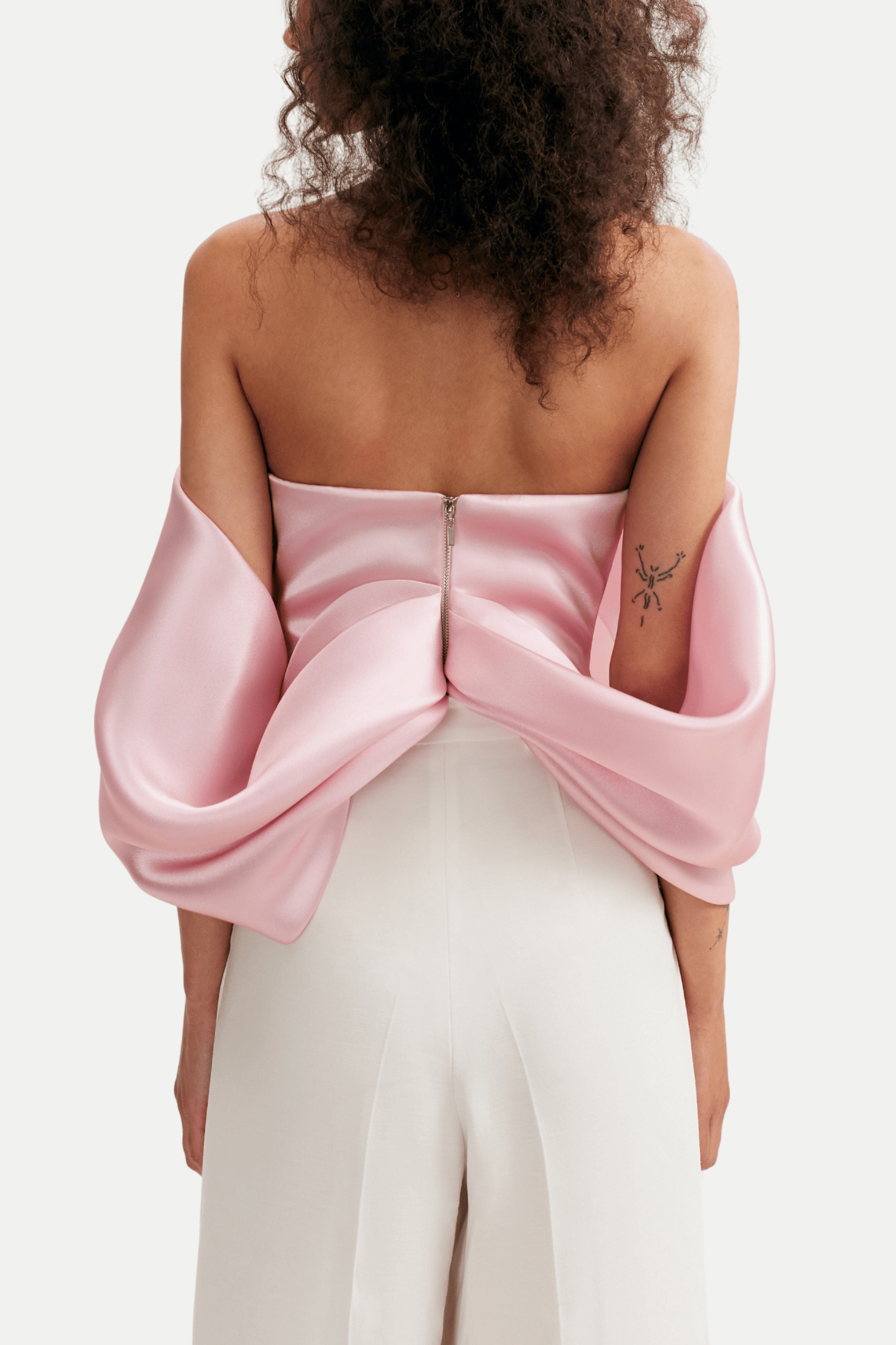 SATIN OFF-SHOULDER TOP, BOW DETAIL, WOMEN'S EVENING